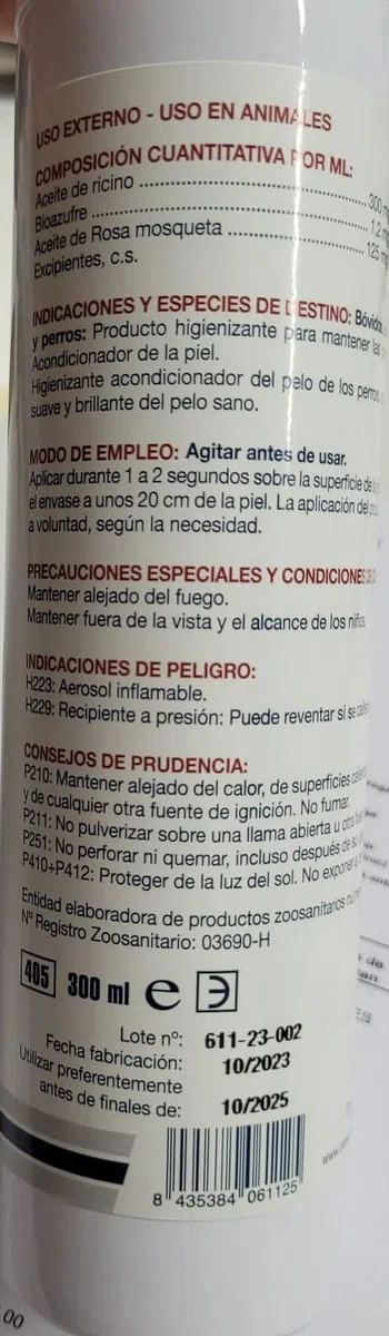 Dermocen Soft Aerosol 300ml Spray de Proteccion de heridas de Perros, Gatos,Caballos, ovejas...Spray para curacion de heridas. Spray de desinfeccion.