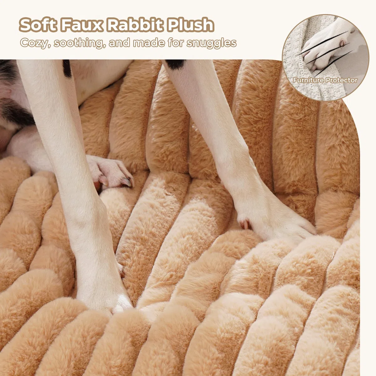 Avont Cama para Perros Grandes, Cojín para Perros Lavable y Antideslizante, Protector para Sofá con Funda Extraíble, Alfombrilla Acolchada para Mascotas Medianas y Grandes, 90x84 cm- M, Marrón