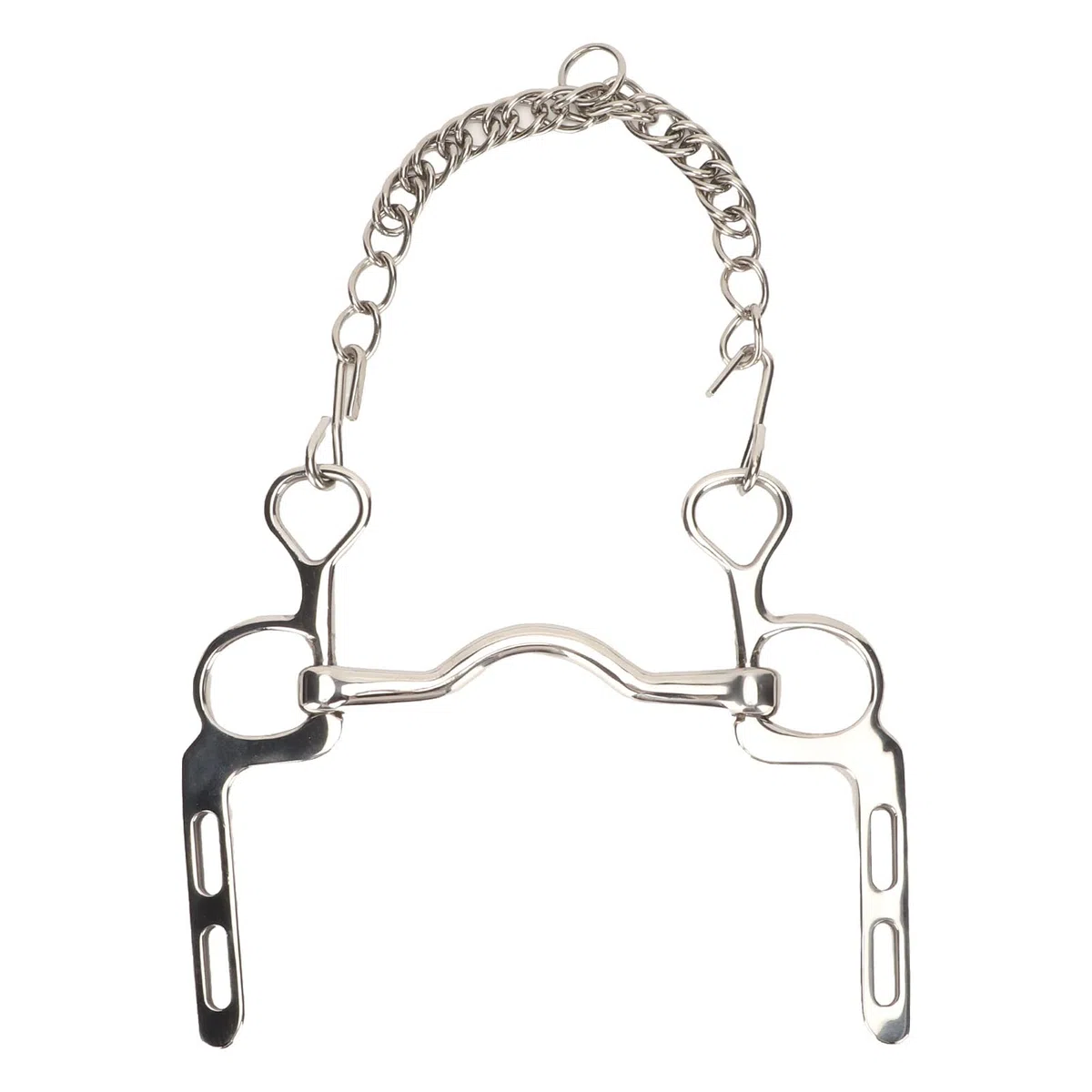 Bocado de Boca de Caballo de Acero Inoxidable, bocado de rienda a Prueba de óxido con Gancho de Rodillo y Cadena para un Control fácil, diseño sin presión sobre el paladar para gra