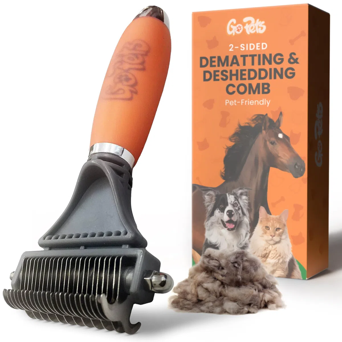 GoPets Peine desenredante con rastrillo de aseo profesional de 2 lados para gatos y perros