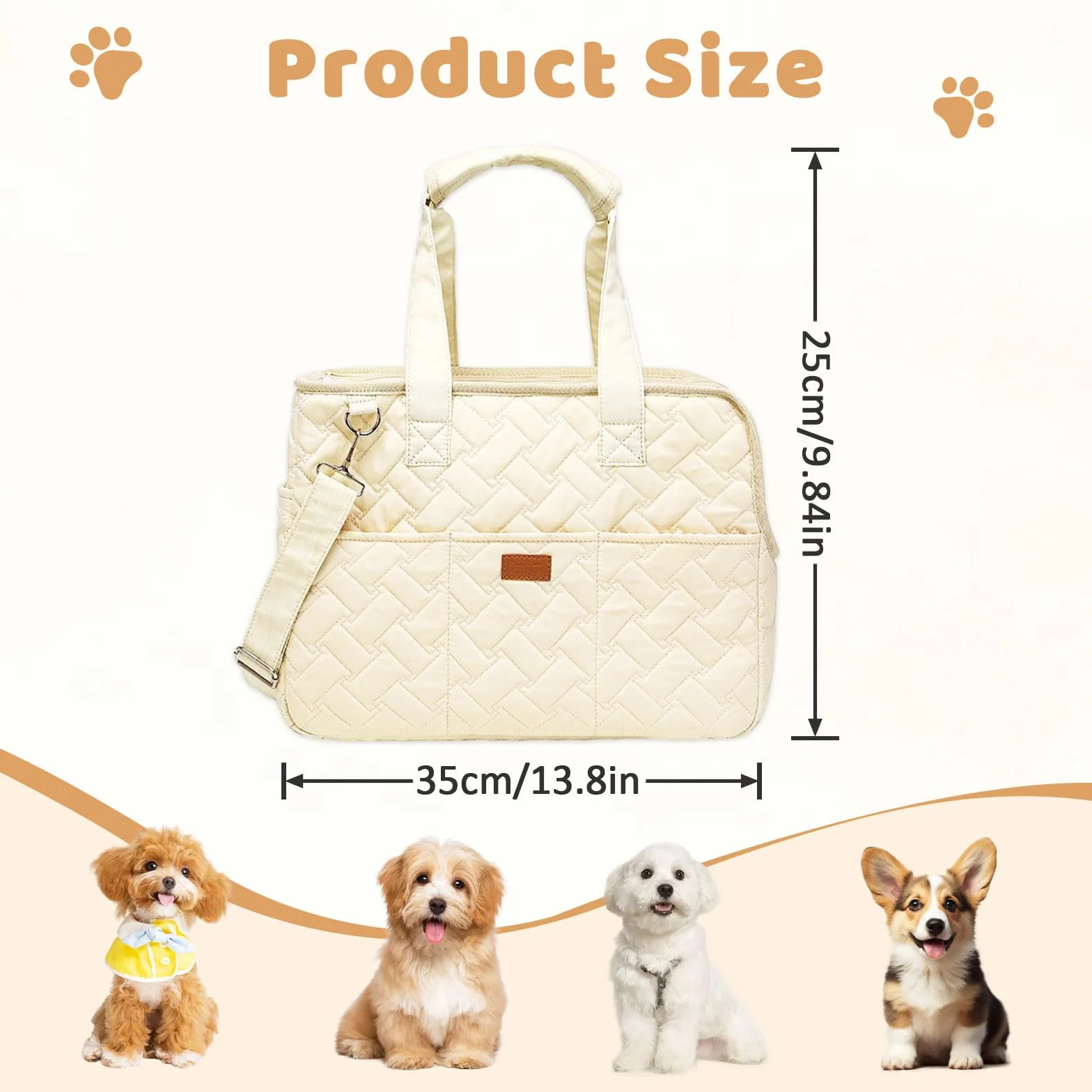 Bolsa para perros pequeños, bolsa de transporte transpirable, plegable, 41 x 30 x 18 cm, para perros pequeños, conejos, gatos