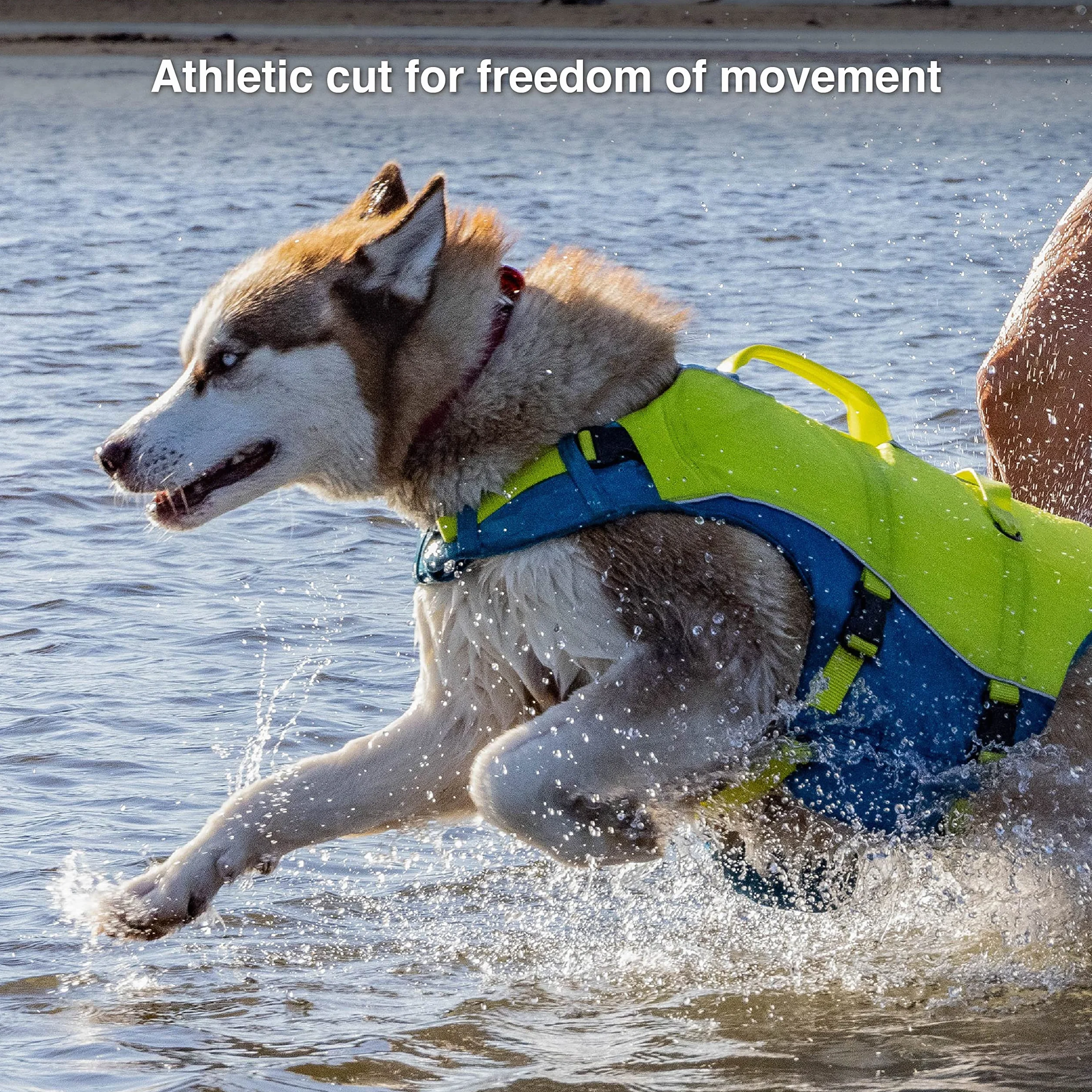 Kurgo Surf n' Turf Chaleco Salvavidas para Perros, Chaleco Salvavidas para Nadar, Chalecos flotantes para Perros, PFD, Reflectante, Ajustable, Azul/Verde, Talla S