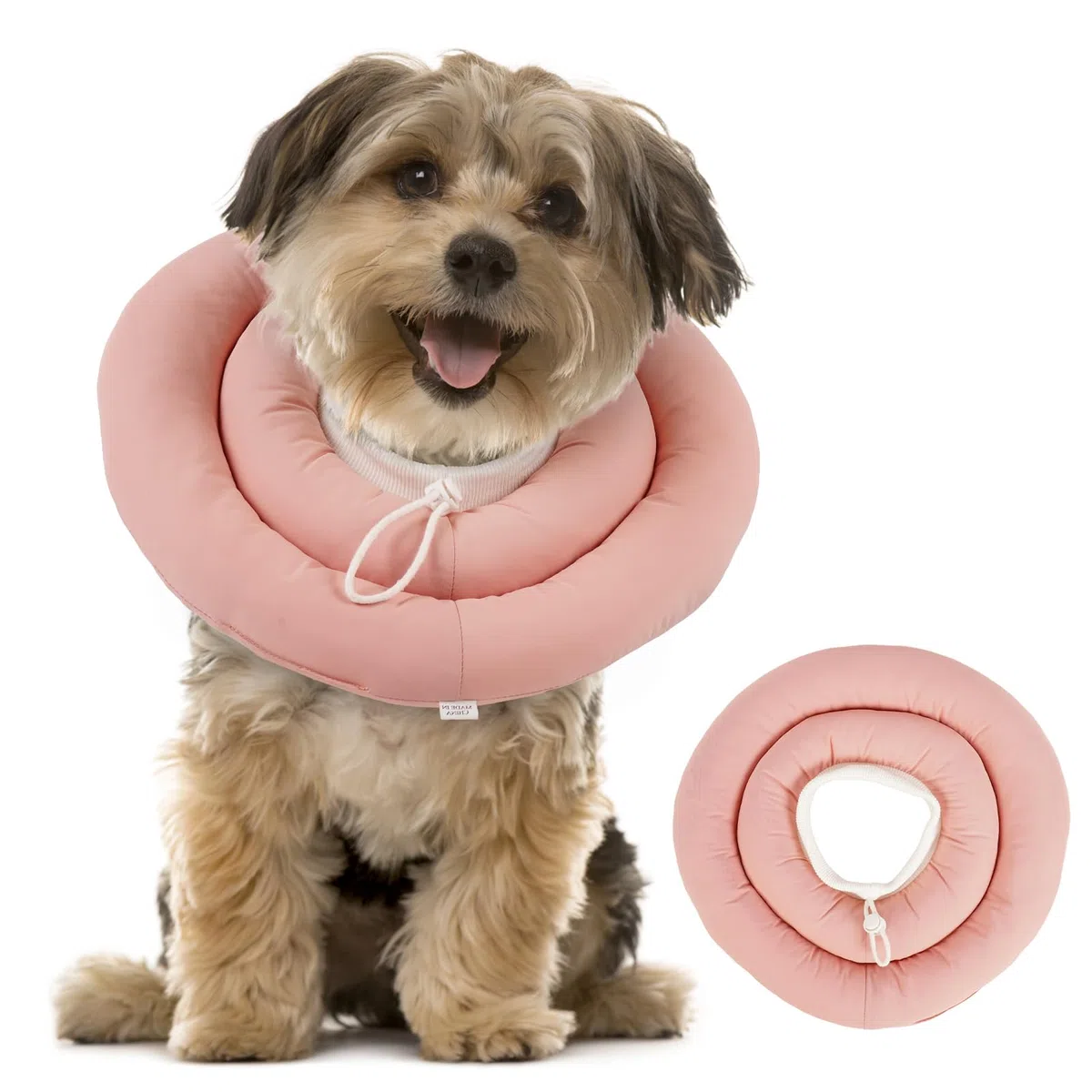 Collar Isabelino Suave para Perros para Cuello y Parte Superior del Cuerpo, Collar Postoperatorio Impermeable con Cordón Ajustable, Alternativa Cómoda al Cono Rígido, Rosa Empolvado S