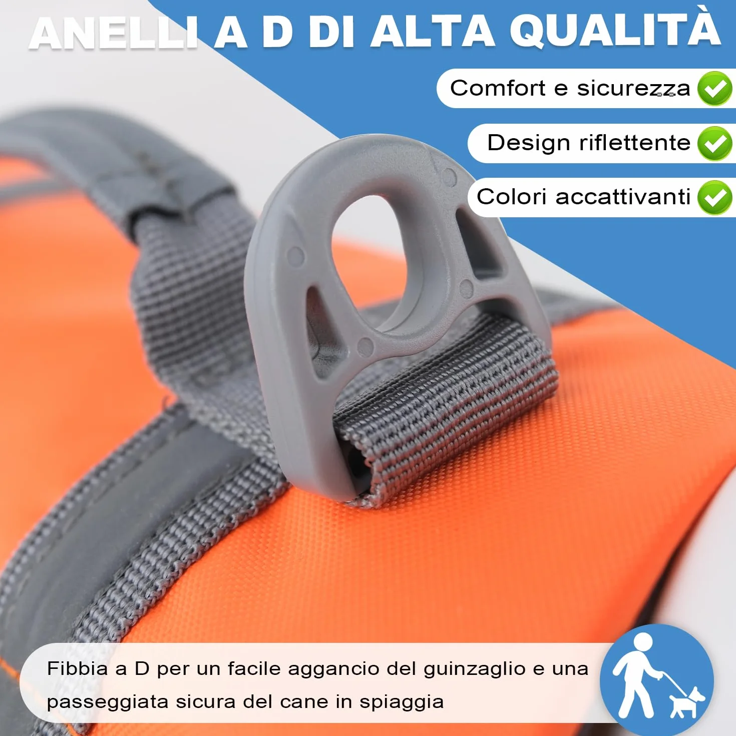 Voarge Chaleco salvavidas para perros, chaleco salvavidas para mascotas, para perros, tamaño ajustable con fuerte asa de natación y rescate naranja, XS (XL)