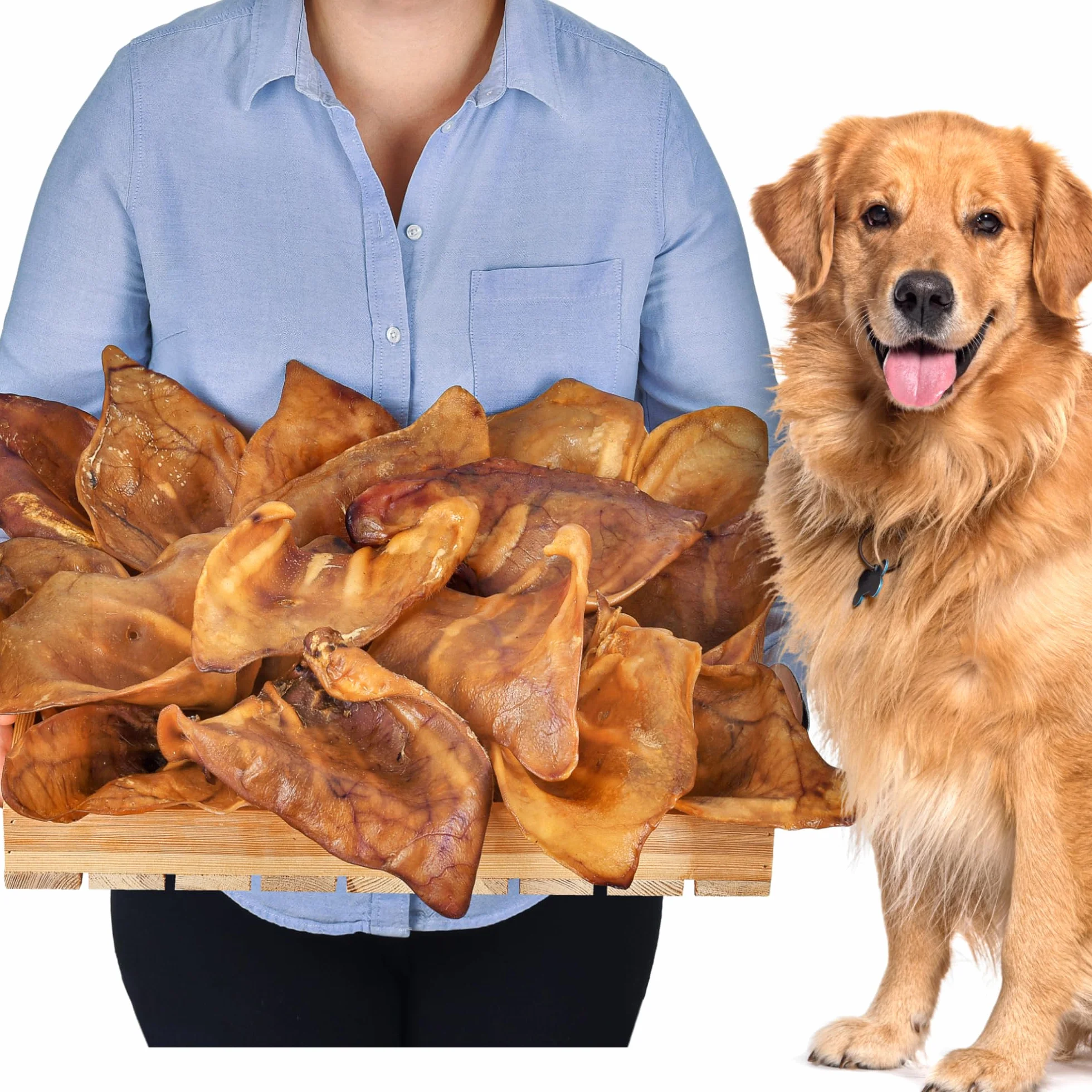 Orejas de cerdo secas XL, 20 unidades, 1,2 kg, artículos para masticar, 100% naturales, diversión duradera, sin cereales, ideal para perros