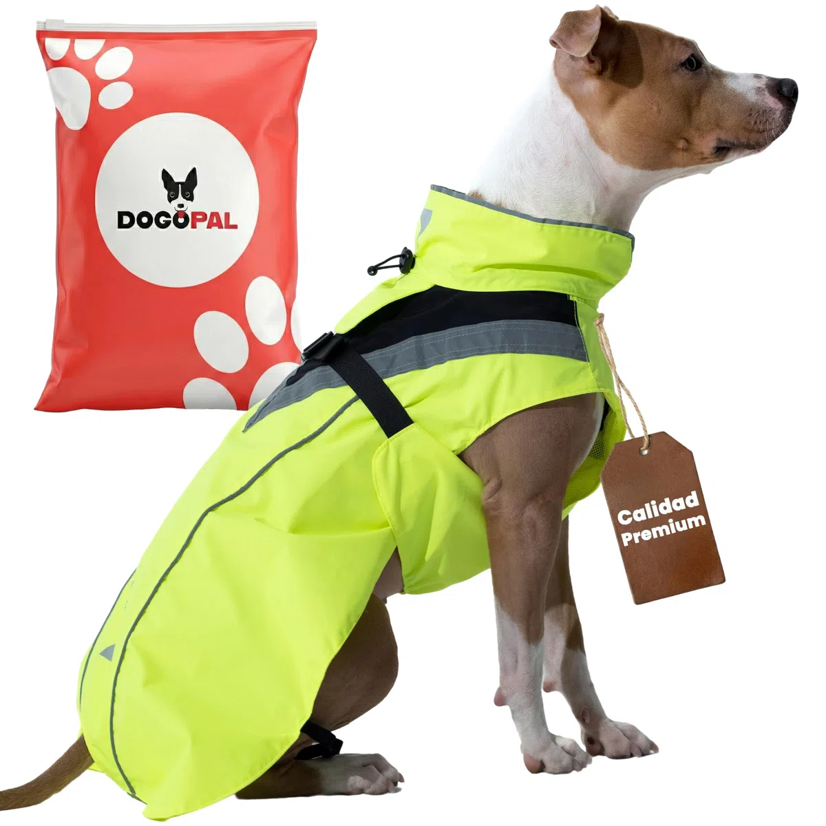 DOGOPAL Chubasquero Reflectante para Perros, Impermeable para Perros, Poncho de Lluvia Ligero con Abertura para arnés para Perros pequeños, medianos y Grandes (Amarillo, XL)