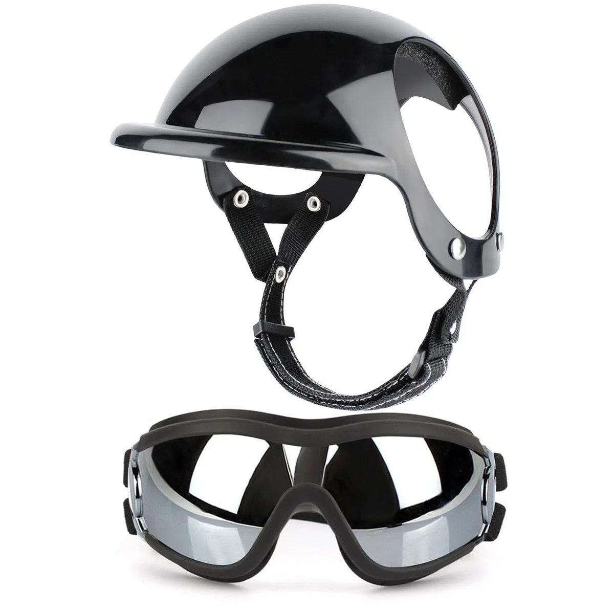 Casco Y Gafas para Perro - Gafas para Perros con Protección UV para El Viento Y El Polvo - Transpirables Casco De Protección Ajustable para Mascotas para Perros Pequeños