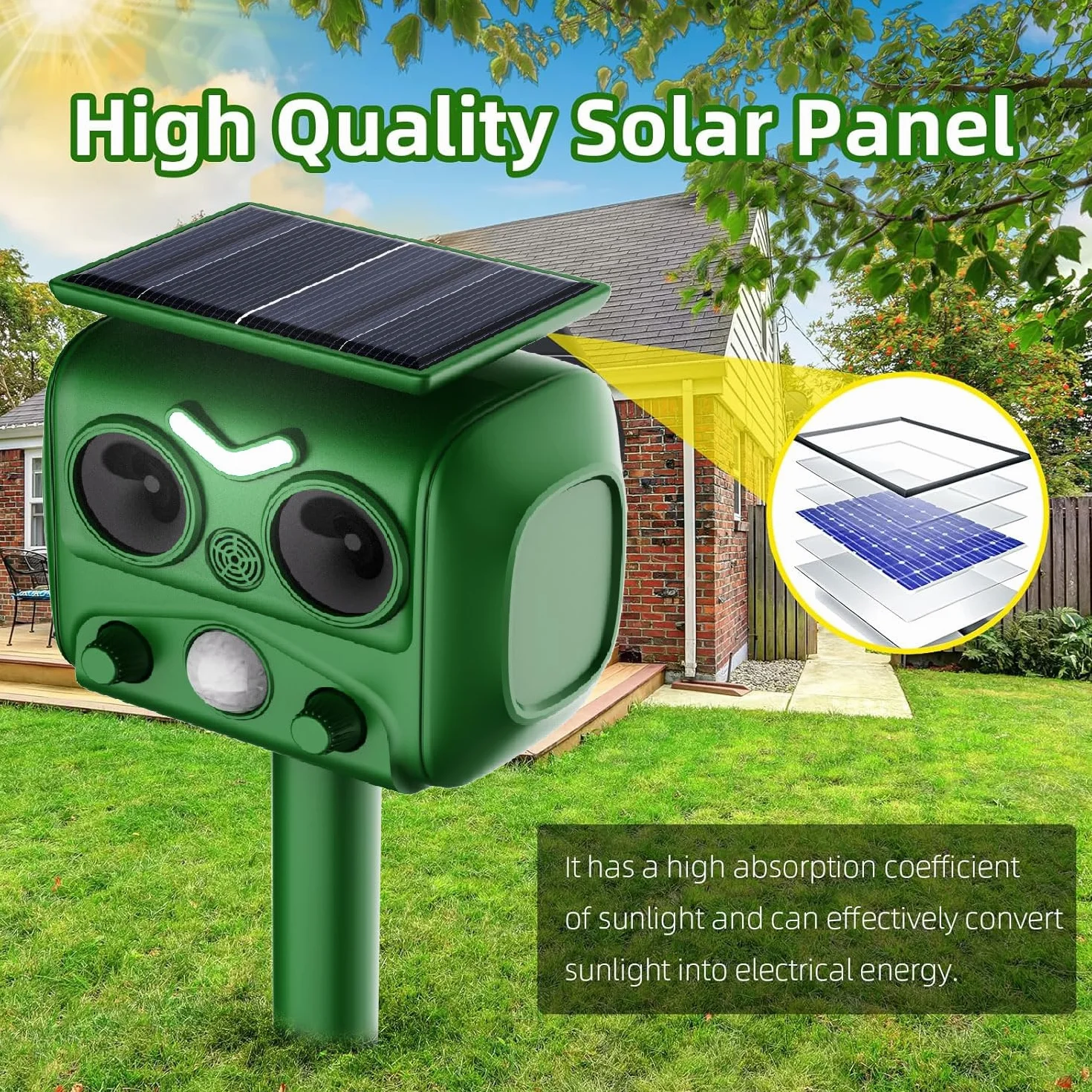 Repelente para Gatos, Ahuyentadores de Gatos Exterior Multifuncionales, bolardos para Palomas, 2025 Nuevo ultrasonido Solar Repelente para Palomas, pájaros, Perros, Ratones, Zorros