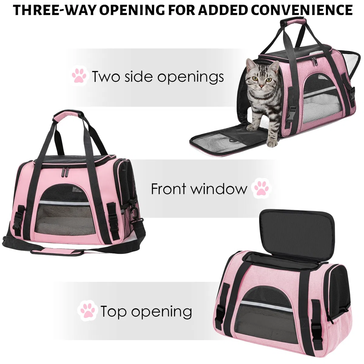 Bolsa de transporte para gato, perro, caja de transporte transpirable, jaula de transporte plegable con alfombra extraíble, cesta de transporte con correa ajustable desmontable, bolsa de mano gato