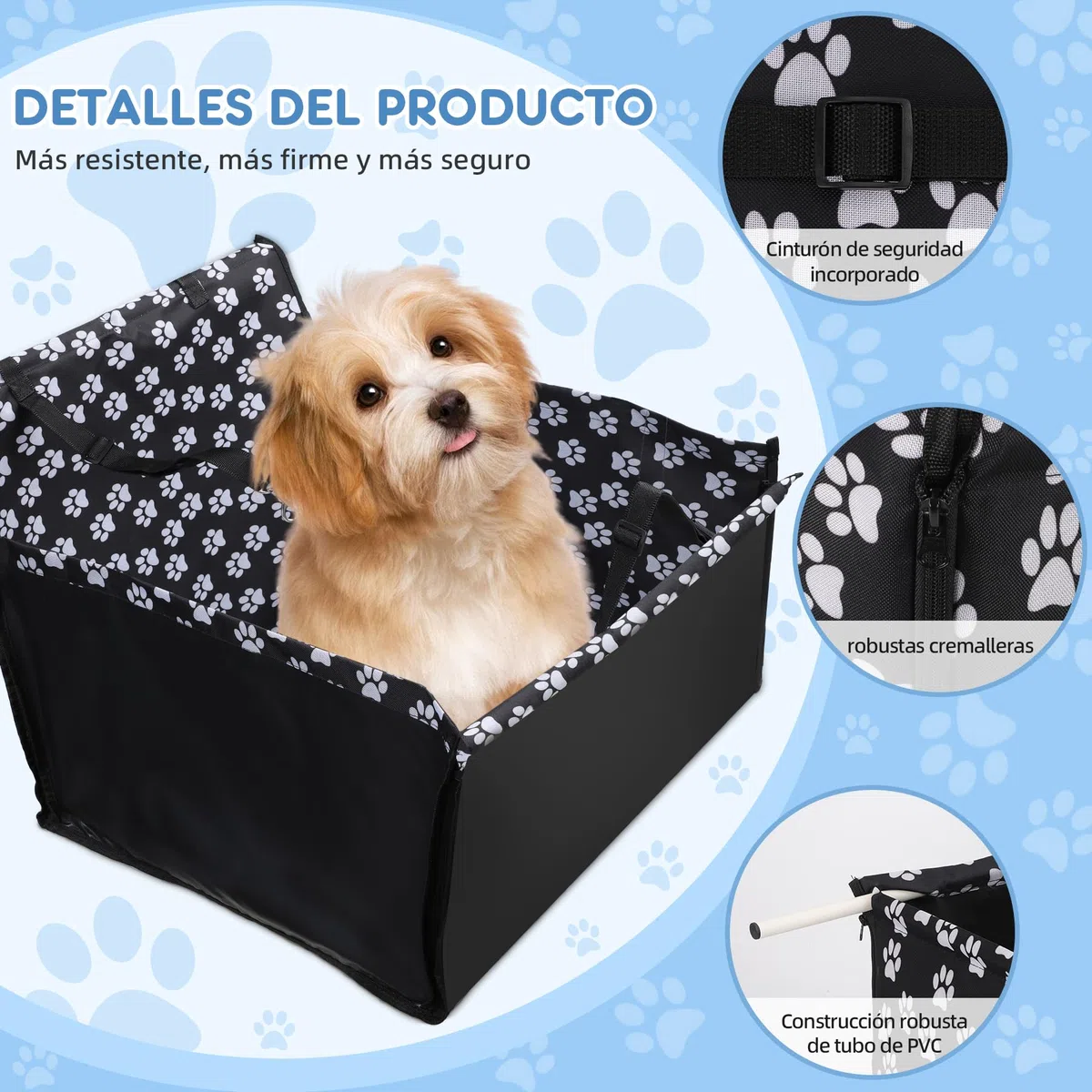 Asiento Coche Perro 68x57x33 cm Impermeable – Transportin Perro Cochee con Cinturón, Cama Perroo Coche, Asiento Perro Cochee Homologado, Funda Auto Mascotas