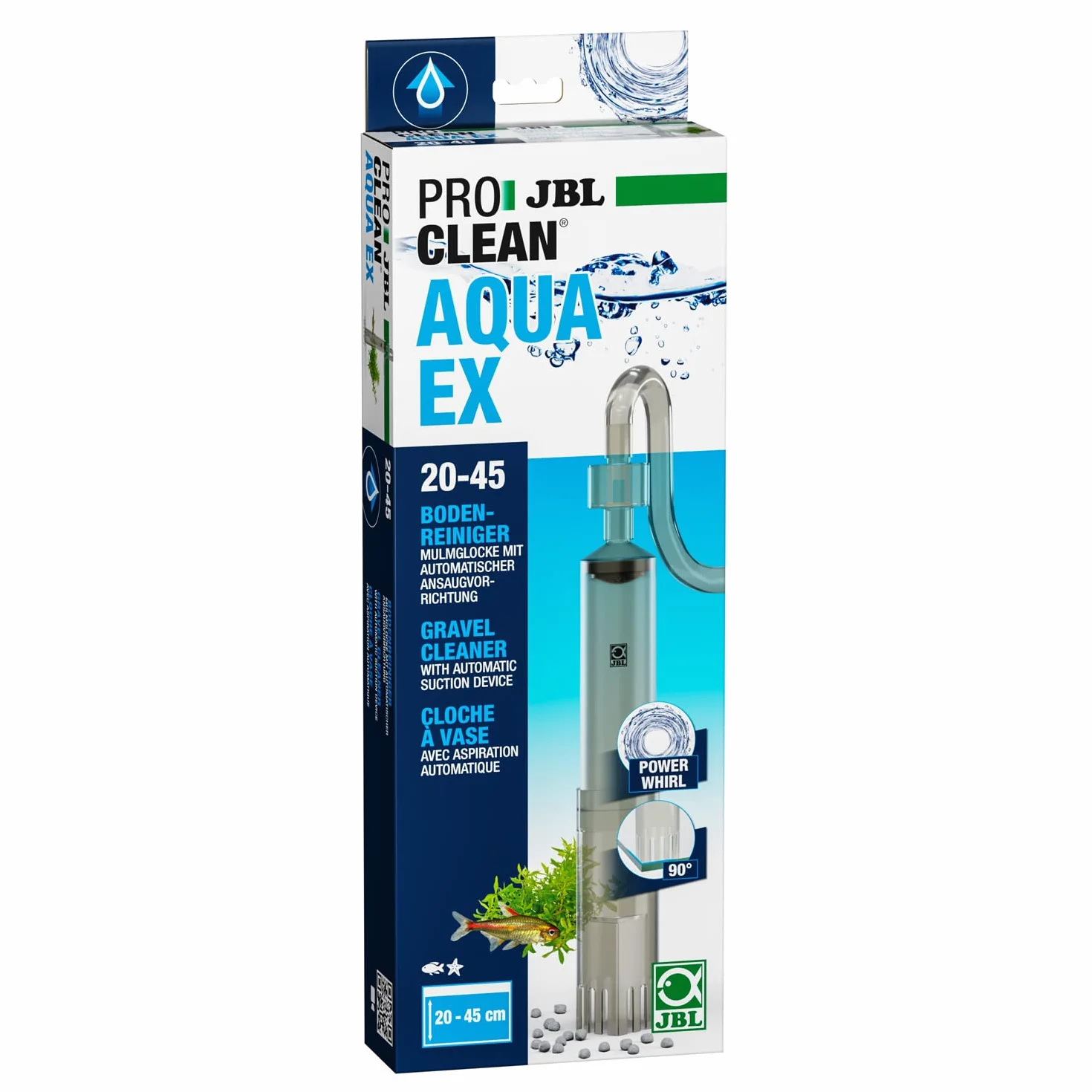 JBL PROCLEAN Aqua EX 20-45, 6142700, Limpiador de Suelo para acuarios de 20 a 45 cm de Altura, Campana de abono
