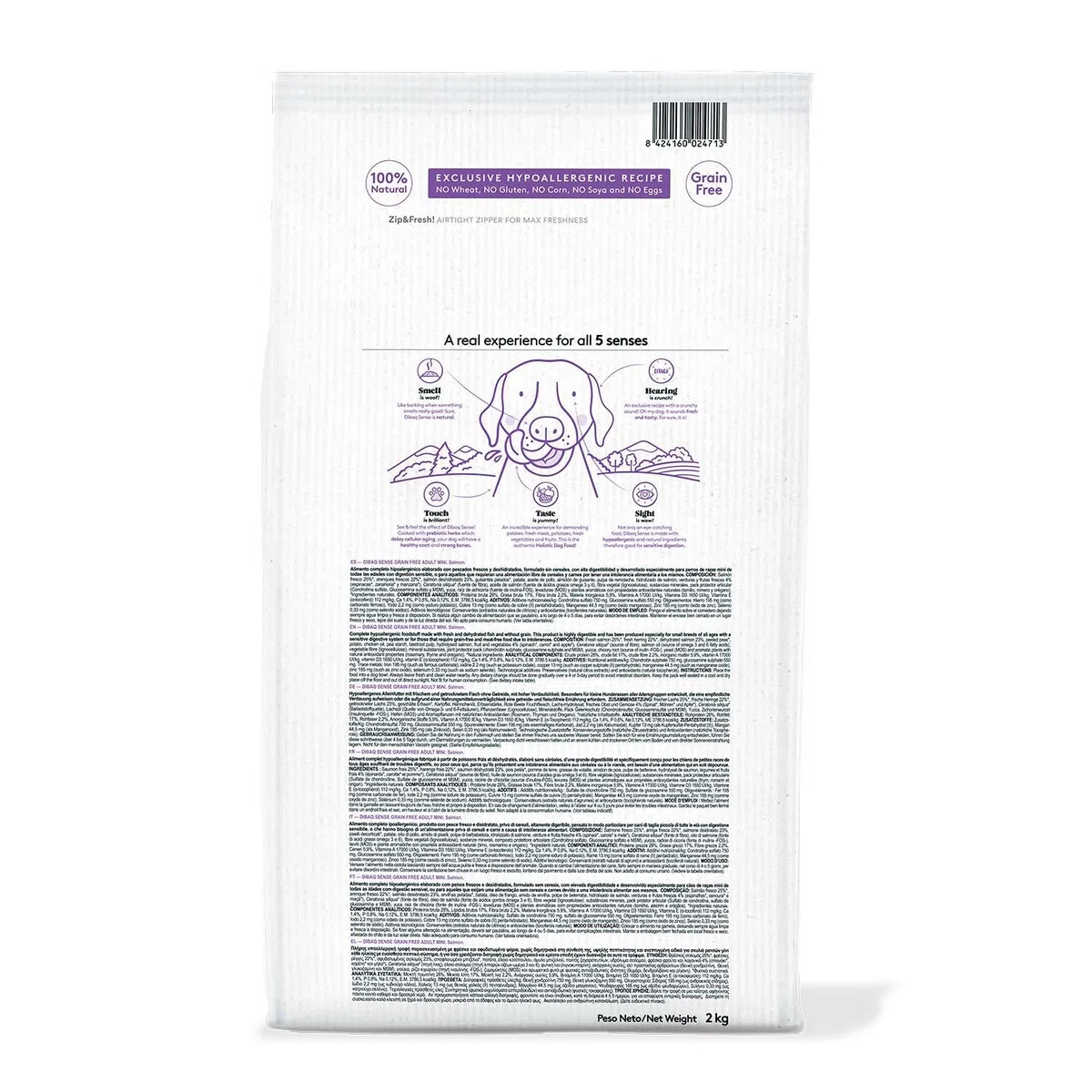 Dibaq Sense Grain Free Salmón Mini, 2 kg | Alimento para perros