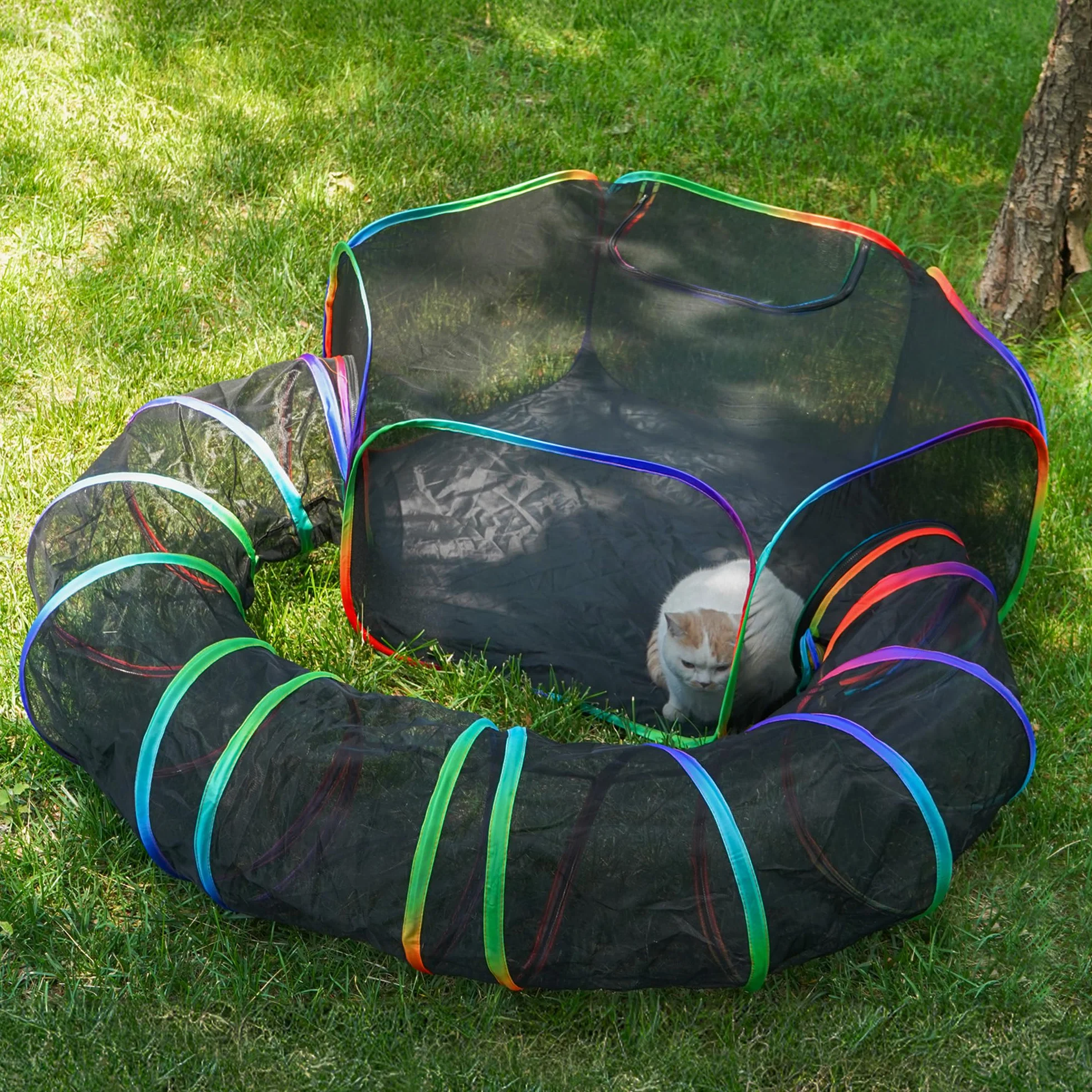 DiDiBir Di Recinto plegable para gatos, tienda portátil al aire libre, parque infantil cerrado para correr gatos, jaula portátil para perros pequeños, conejos y otros animales