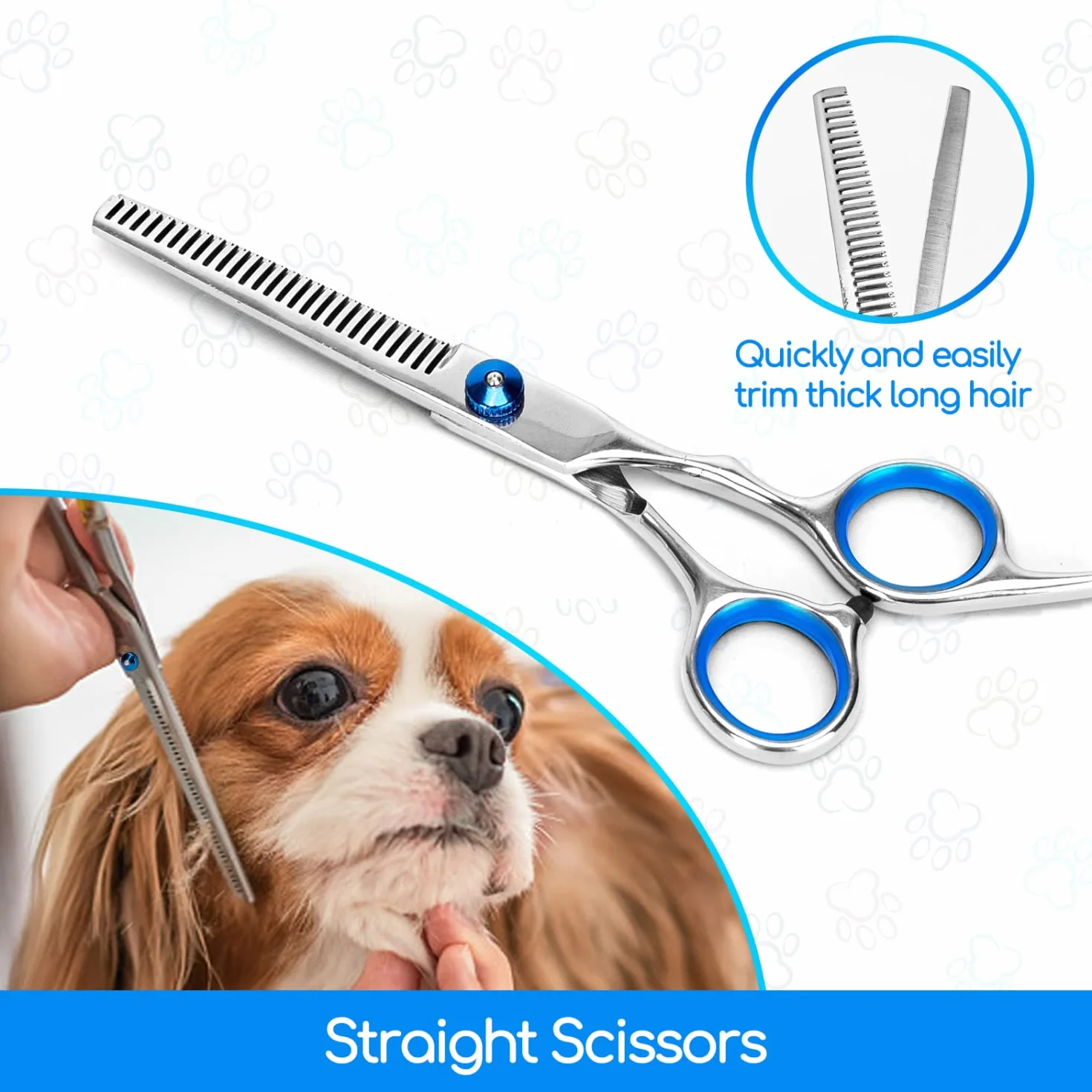 Nobleza Tijeras para Perros, 4 Piezas Tijeras Peluqueria Canina Profesional de Acero Inoxidable, Tijeras para Perros con Puntas Redondas para Aseo Mascotas Bricolaje