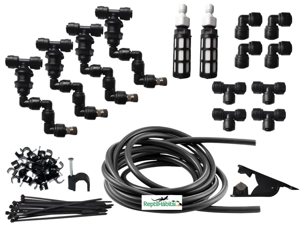 Sistema de Lluvia para Reptiles Camaleones 220V x4 boquillas (Kit sin Bomba)