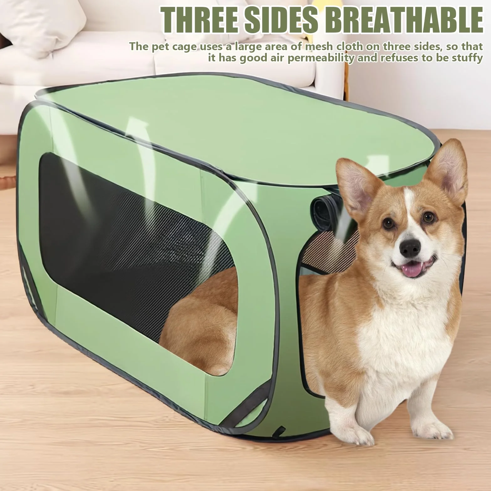 92 x 52 x 52 cm. Caja plegable para perros con marco de acero, caja de transporte para perros impermeable de tela Oxford con cremallera, caja de transporte para perros para interior y exterior,
