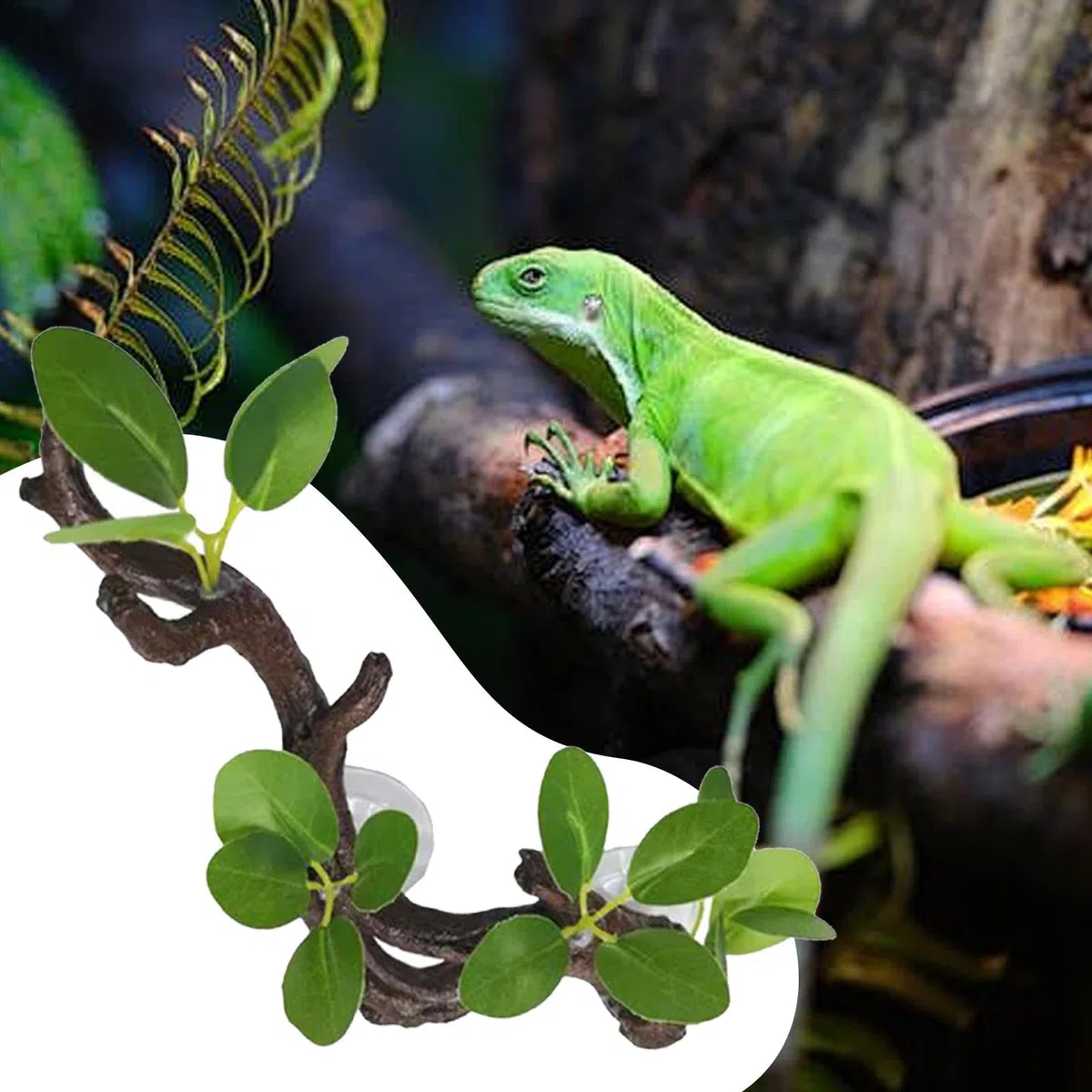 Árbol de Reptiles, Tronco de Reptiles con Ventosa, decoración de Jaula de camaleón, decoración de terrario de Serpiente, Accesorios de Tanque de para Dragones barbudos