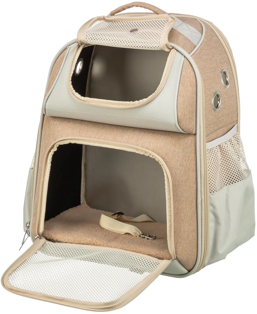TRIXIE Mochila Willow, 38 × 25 × 45 cm, Beige/Marrón