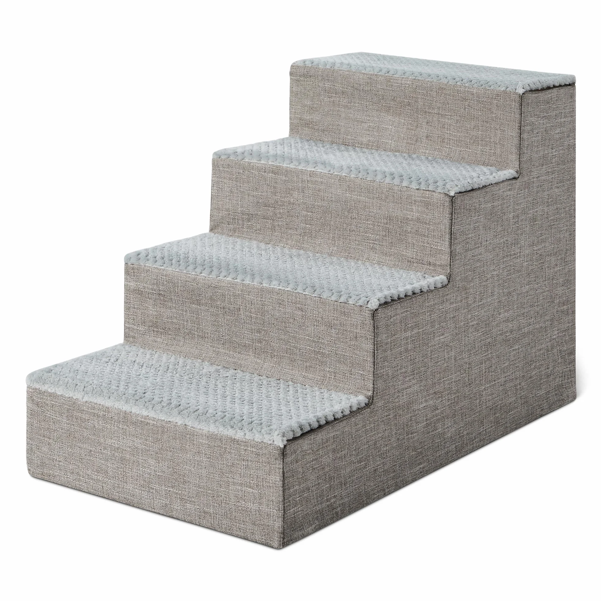 Amazon Basics Escaleras para Perros, 46,7 cm de Alto, 4 Peldaños para Cama Alta y Sofá, Escaleras para Mascotas con Base Antideslizante para Perros y Gatos de Interior, Gris