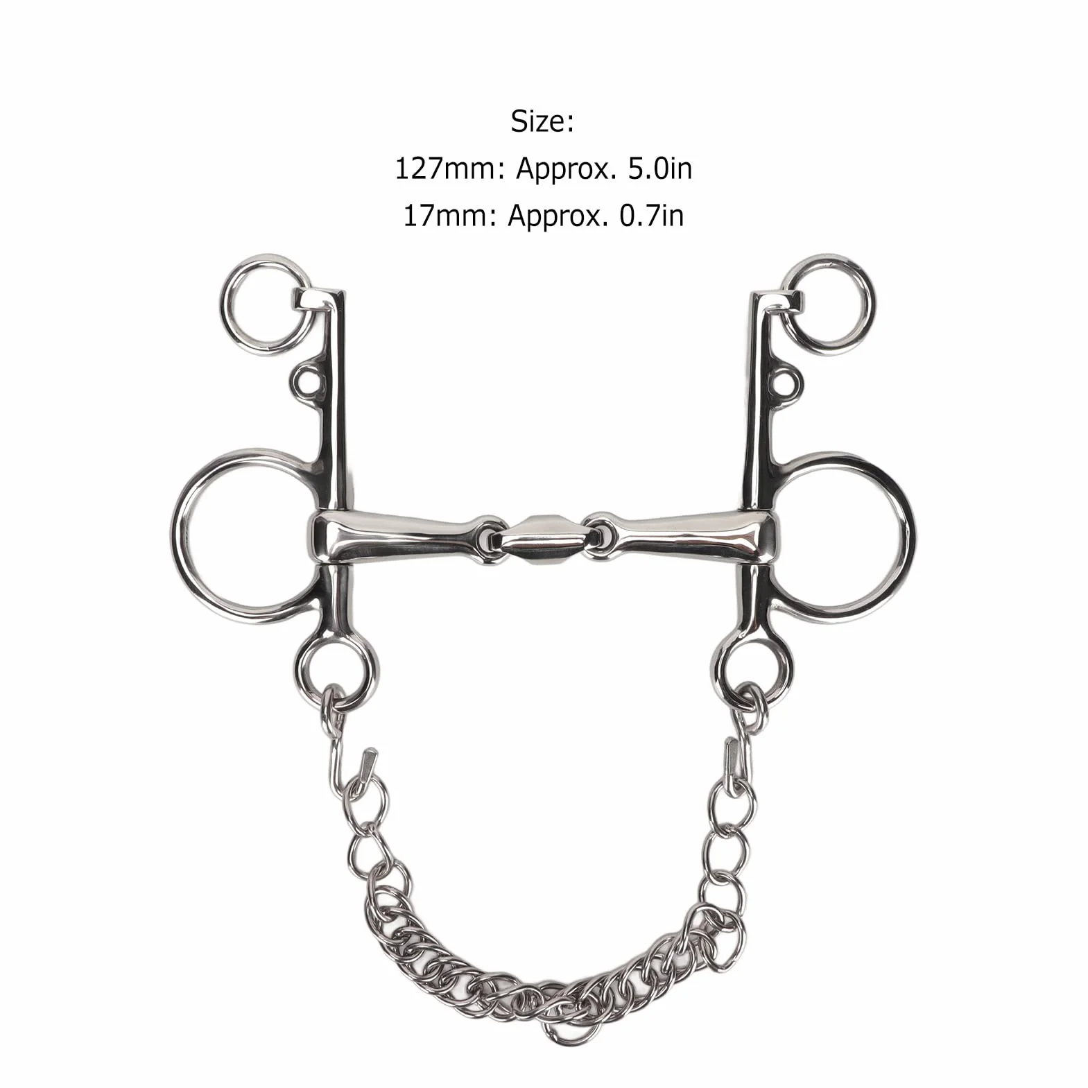 Broca Pelham para Caballos, Resistente a Roer, Facilidad de Control, Broca Pelham de Boca Articulada, Tachuela para Caballos de Acero Inoxidable Duradera con Cadena de Bordillo