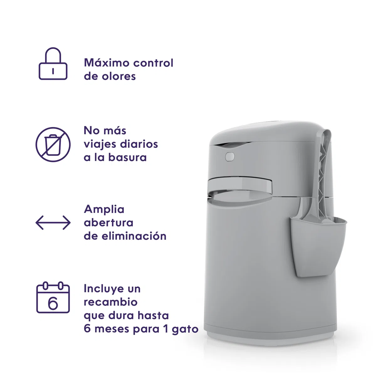 Litter Genie Easy Roll Pail, Sistema de eliminación de Arena para Gatos, Control de olores definitivo, Limpieza sin Esfuerzo, Incluye 1 Recambio con 12 Bolsas (3 Meses)