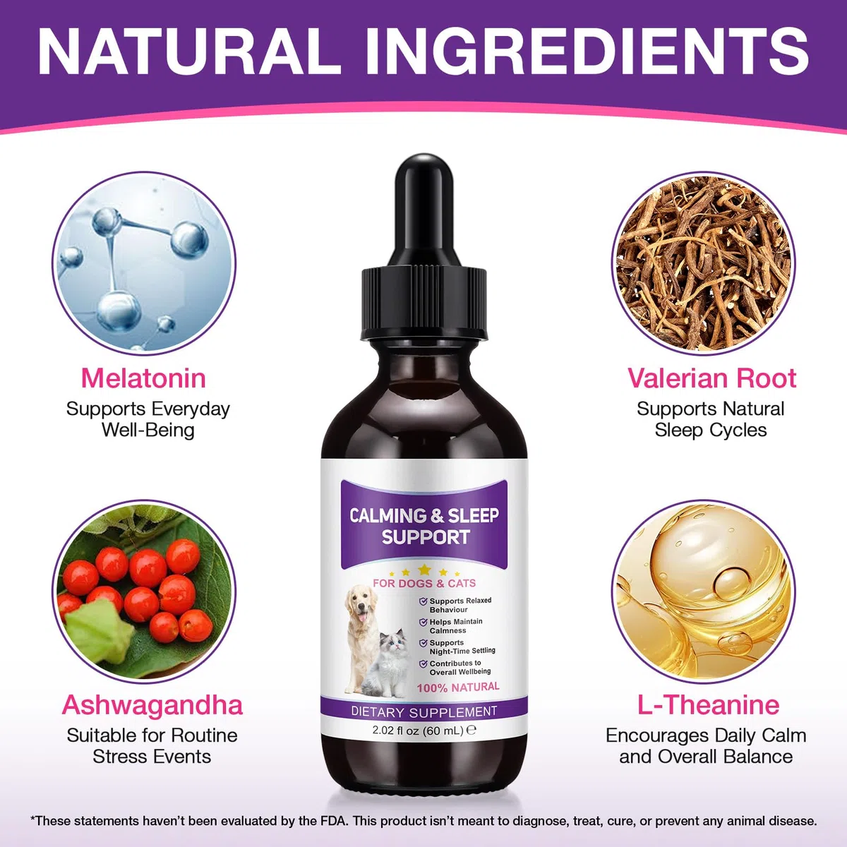 Melatonina para Perros y Gatos 120 ml, Calmante Natural para Mascotas, Ayuda para Dormir y Relajarse, Reduce Estrés, Nerviosismo y Ansiedad,Suplemento Líquido de Absorción Rápida para Bienestar Animal