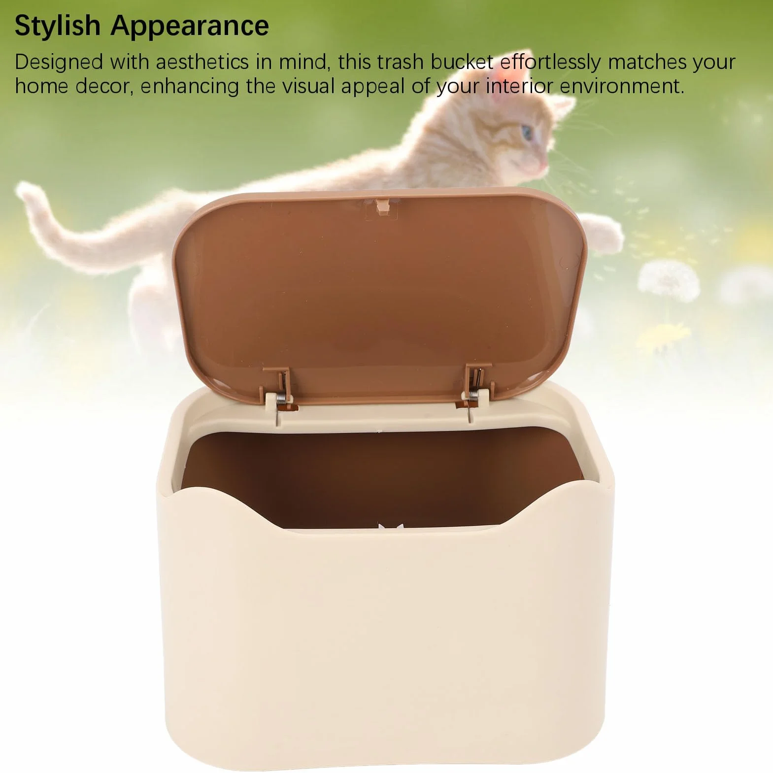 Fockety Cat Trash Cat, Cathop TOB de Tapa de Tipo de Prensa, Diseño de Basura de Caca de Gato Compacto de Diseño Encerrado, Caja de Arenaa para Gatos para el Hogar