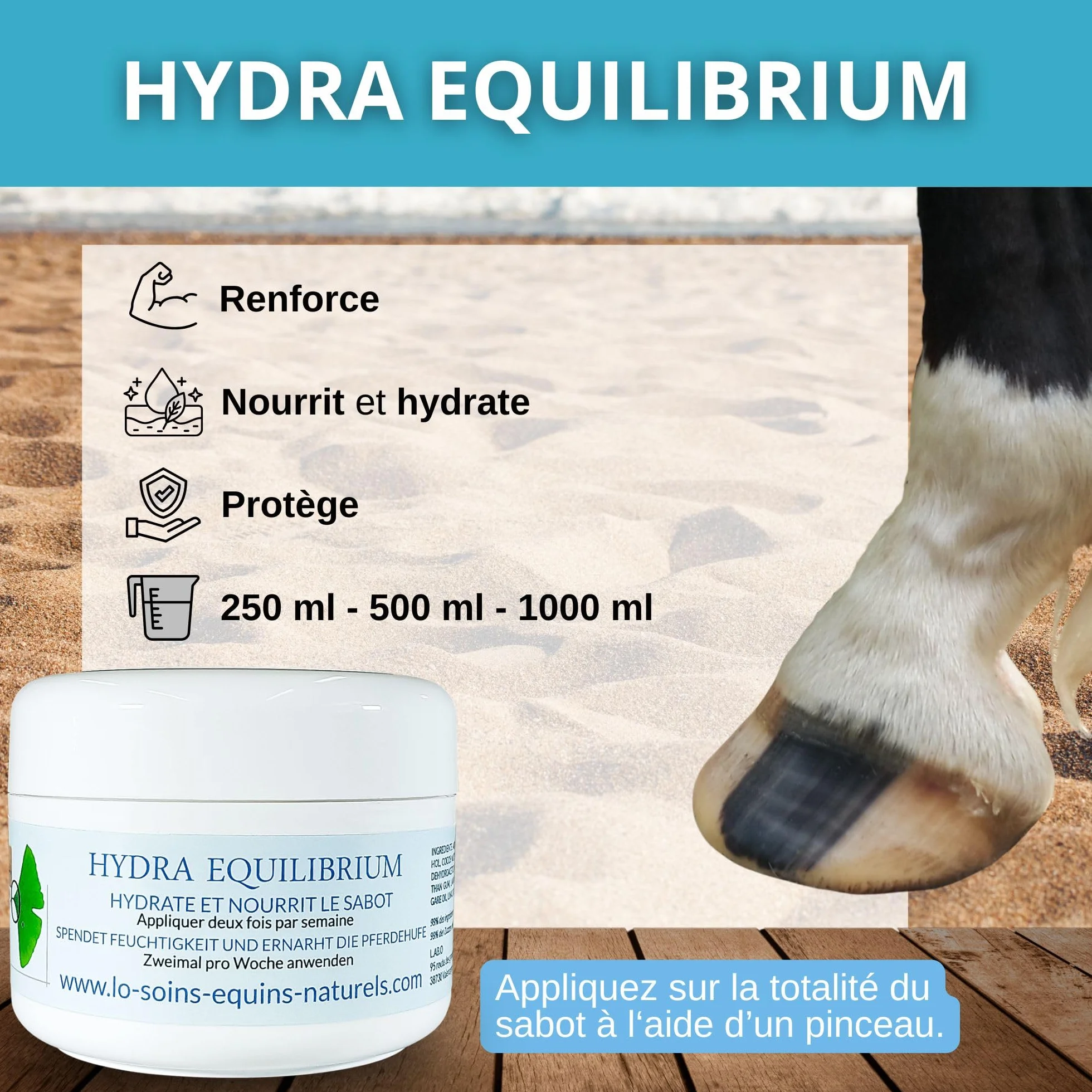 Hydra Equilibrium - Cuidado, grasa, ungüento natural hidratante para caballos (pezuña seca y quebradiza) (Hydra Equilibrium 250 ml)