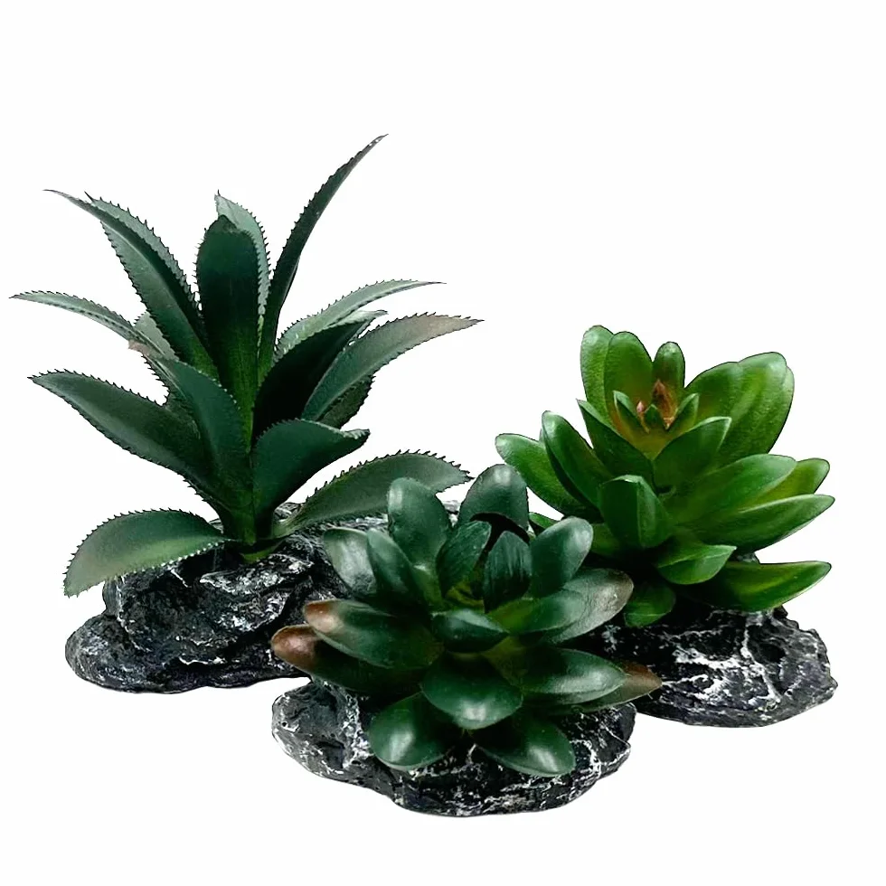 Plantas artificiales para reptiles, decoración de terrario suculentas, desierto, bosques, plantas, lagarto, dragón barbudo, camaleón, geco, serpiente, anfibio, hábitat, escondite, tortuga, accesorios