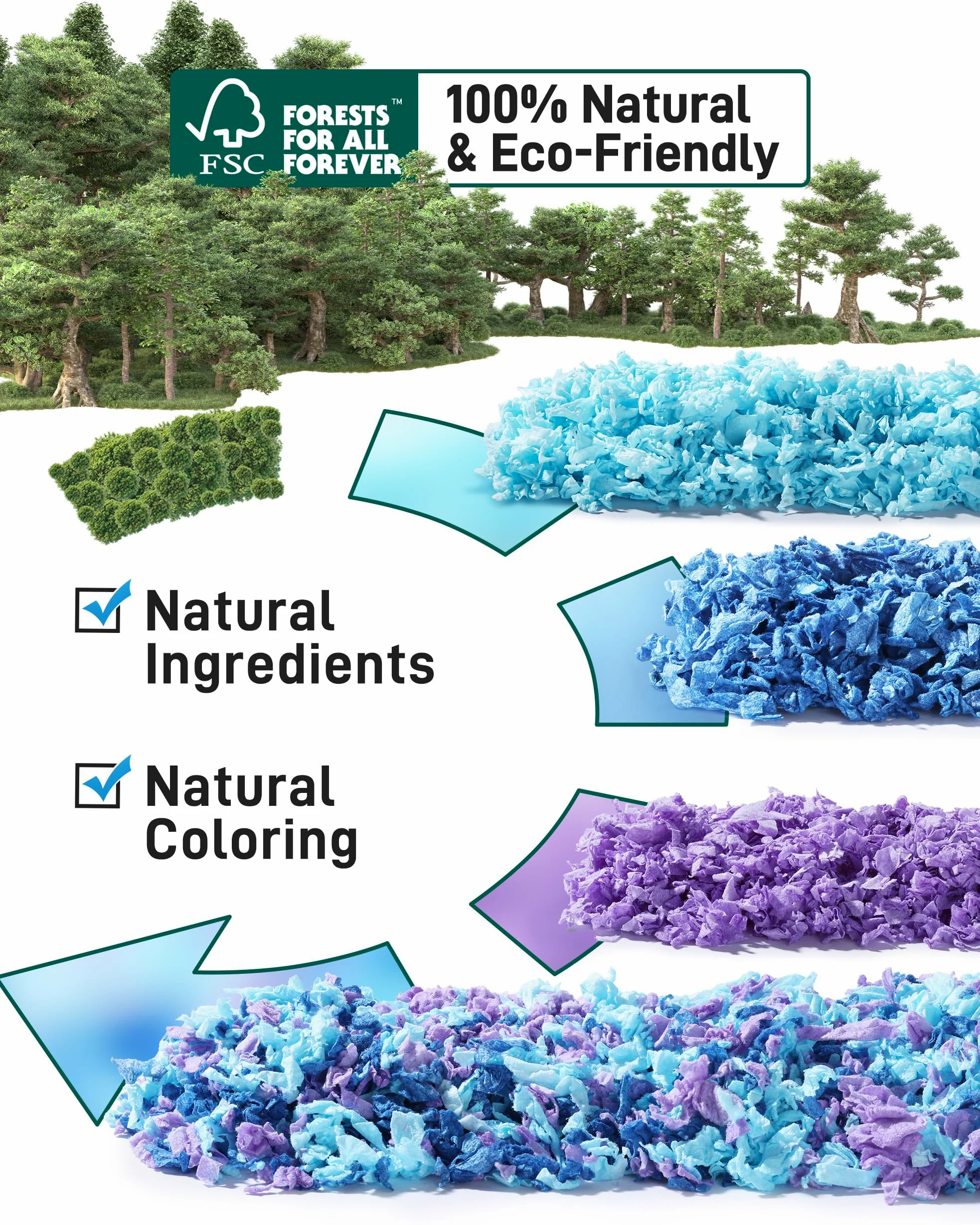 BUCATSTATE Lecho de Papel para Hámster 70L - Sustrato de Papel 99.9% Libre de Polvo y Certificado FSC, Suave y Absorbente para Conejos, Cobayas, Jerbos y Pequeños Roedores (Atardecer de Cosecha)