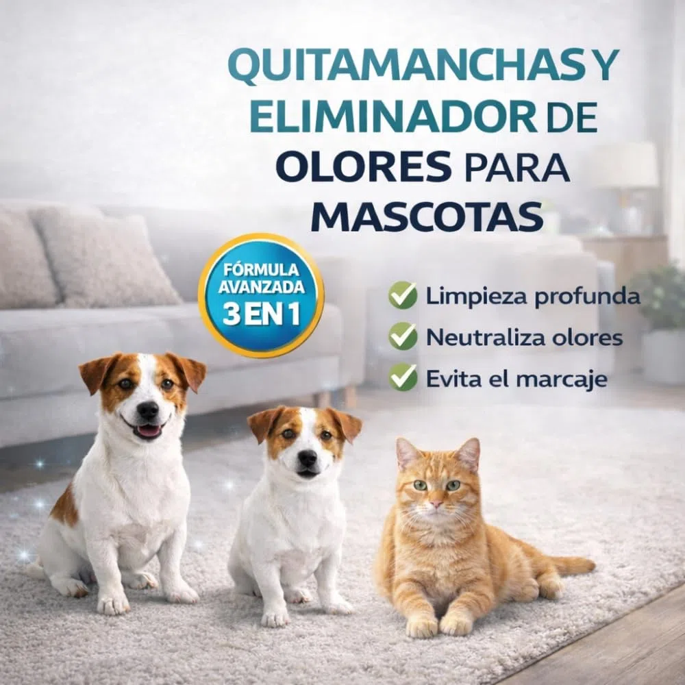 Limpiador de Manchas y Olores para Mascotas | Elimina Orina, Heces, Comida y Huellas | Evita Marcaje Repetido | Para Suelos, Alfombras y Tapicerías | Varios formatos (5 Litros)