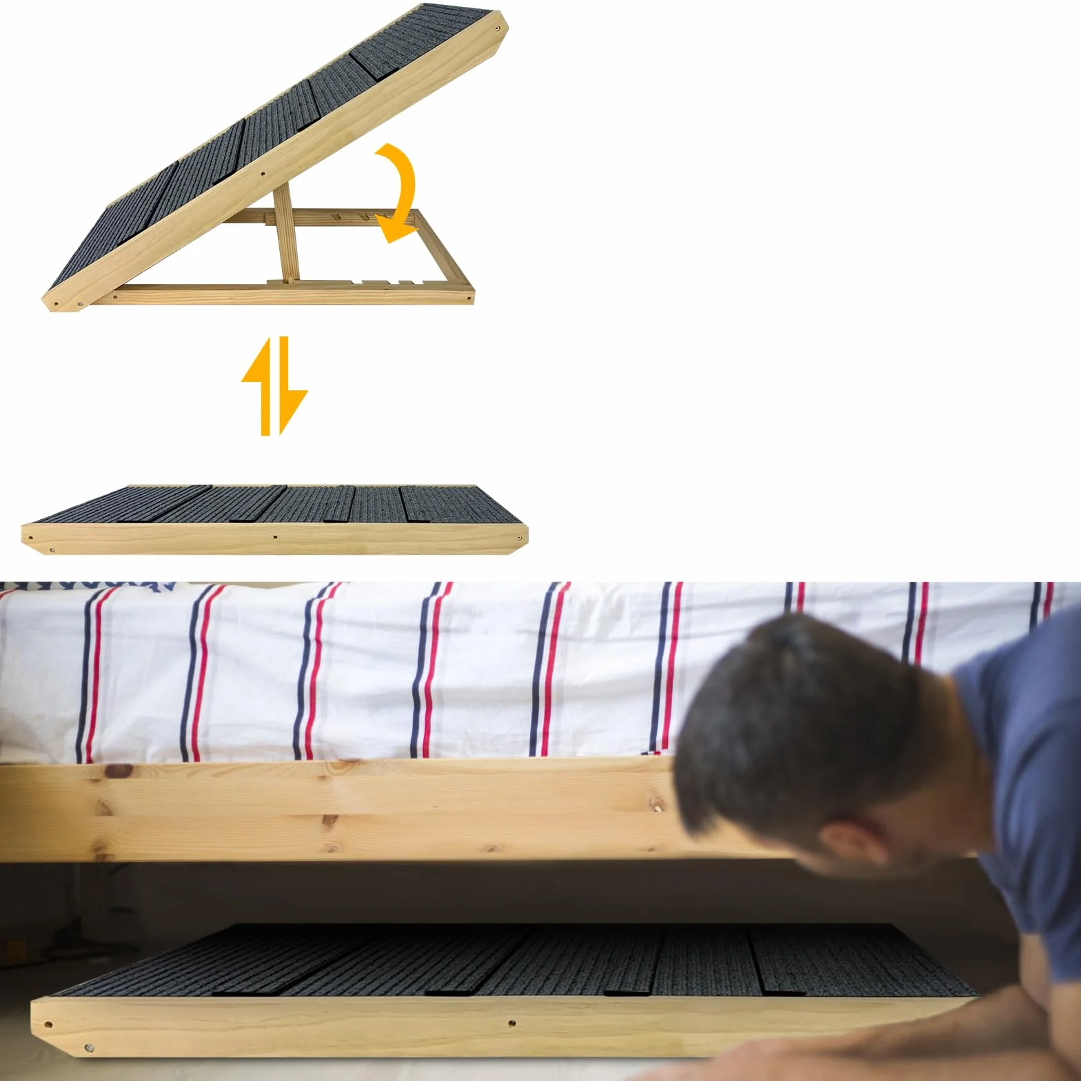 FIVMEN Rampa para perros de 60 cm, plegable, altura ajustable, escalera para mascotas con alfombrilla antideslizante, escaleras para perros para cama y sofá, 100 x 40 x 60 cm