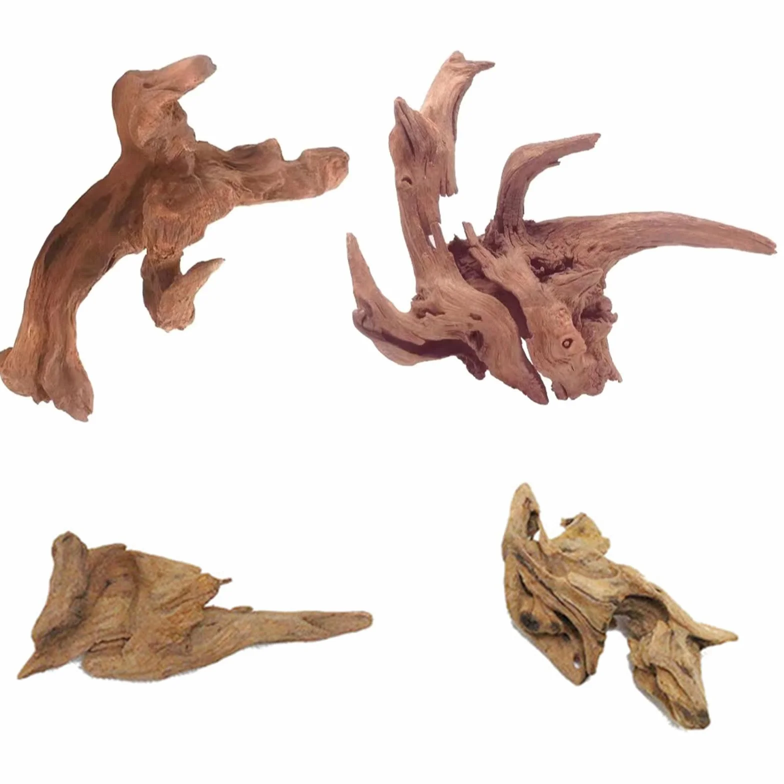 4 piezas de madera flotante para acuario, pecera, madera natural, sin rebabas, decoración de pecera, piezas pequeñas para acuarios, microacuarios, paisaje duro