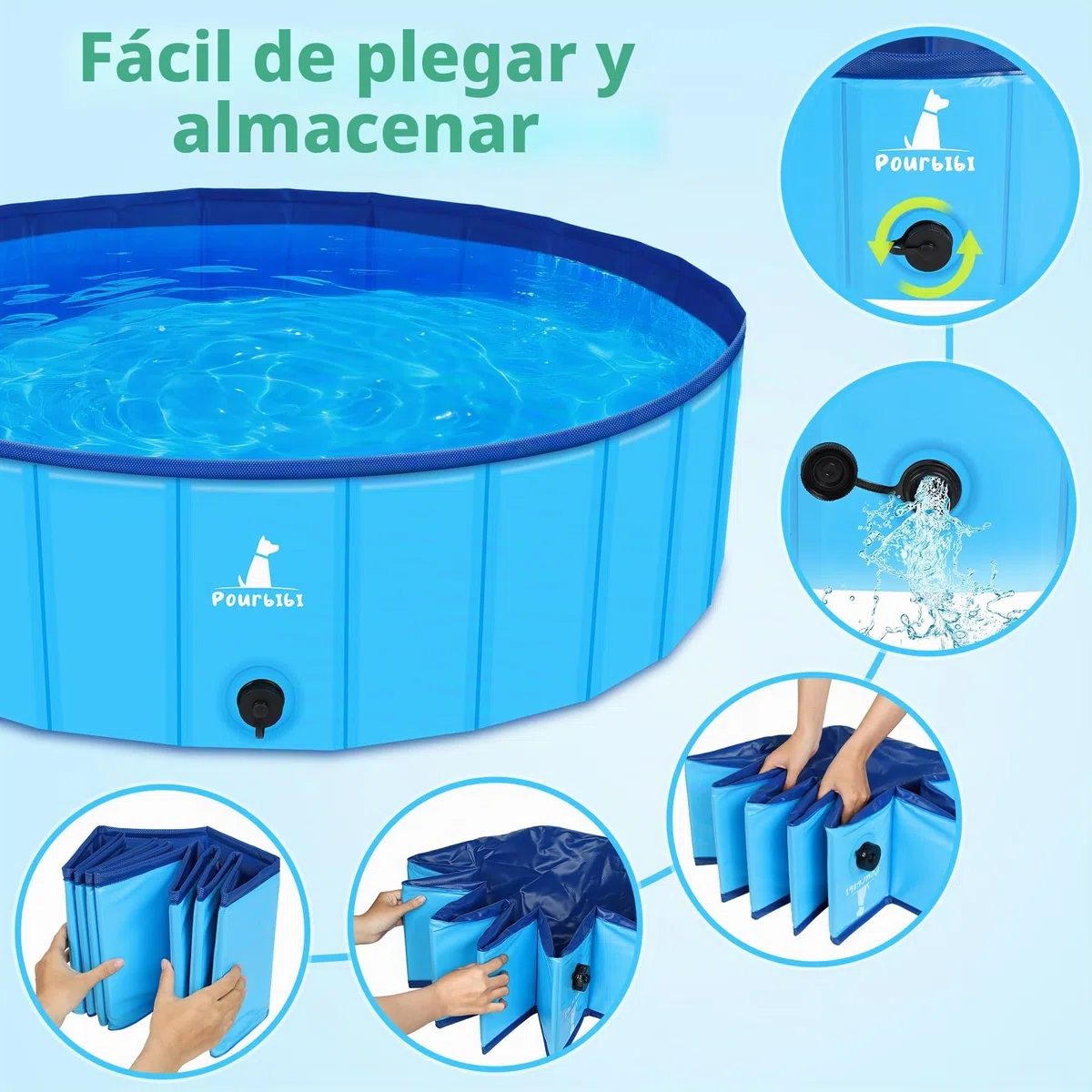 Pourbibi Piscina para Perros Grandes, Piscina Plegable para Perros, Bañera Portátil De PVC para Perros, Piscina para Perros Grandes Y Pequeños, 160 X 30 cm