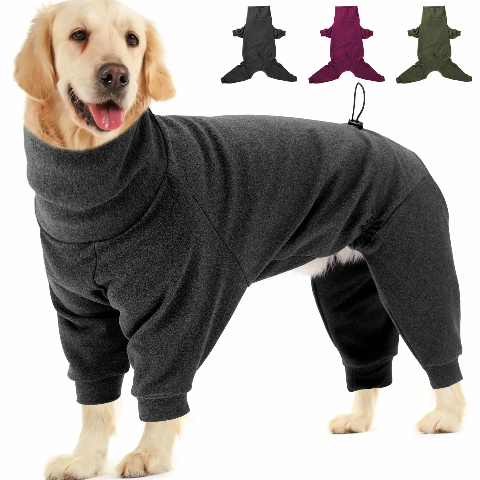 Dotoner Abrigo de Forro Polar cálido de Cuatro Patas para Perro,Abrigo de Invierno para Perro,Resistente al Viento,Cuerpo Completo,Acogedor Pijama Traje para pequeños,medianos y