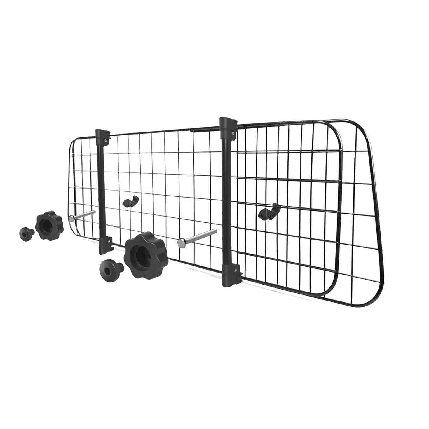 Nobleza - Barrera Protectora de Coche para Perros, Rejilla Separador Perro Coche Extensible Universal Reja de Seguridad Barrera, para Perro y Maletas Mascota Apoyo para Cabeza 96-145x30cm Acero