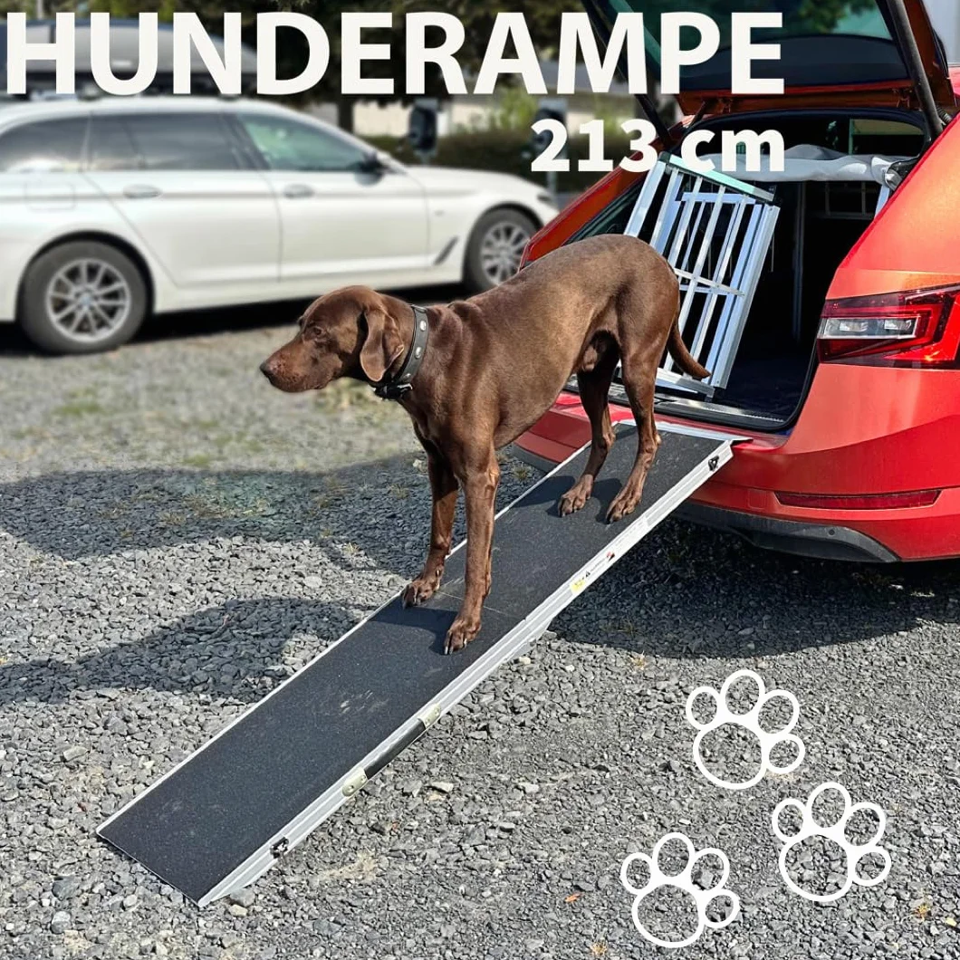Petigi Rampa para Perros Plegable Aluminio Coche Casa 4 Tallas Negro, Longitud:213 cm