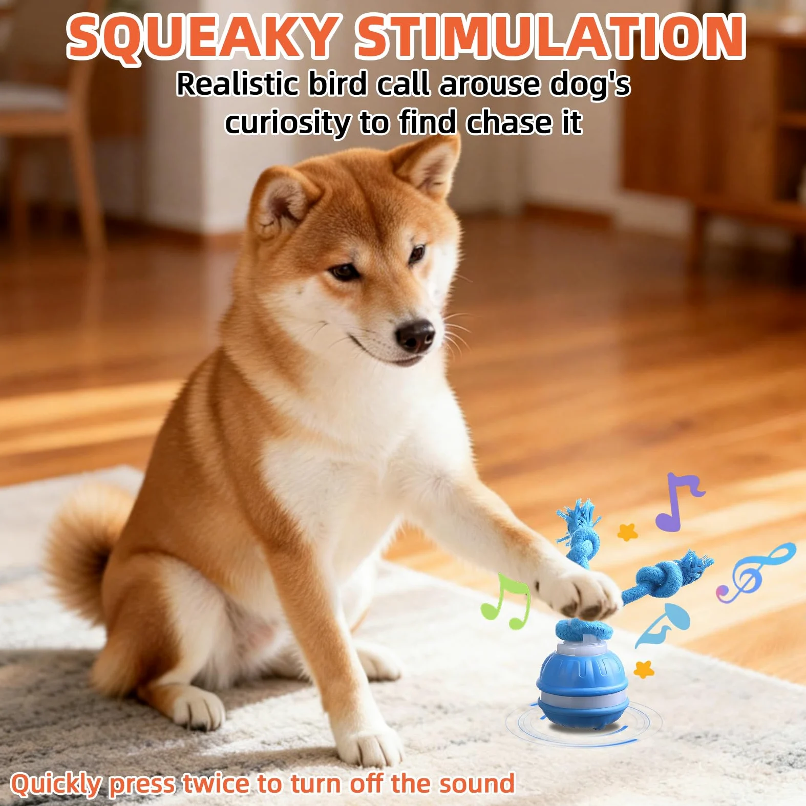 Juguetes para Perros, Pelotas para Perros Interactivos, Juguetes Perro de Salto Automático, Inteligente Pelota Interactiva Perro con Cuerda para Pequeños y Medianos (Azul+Naranja)