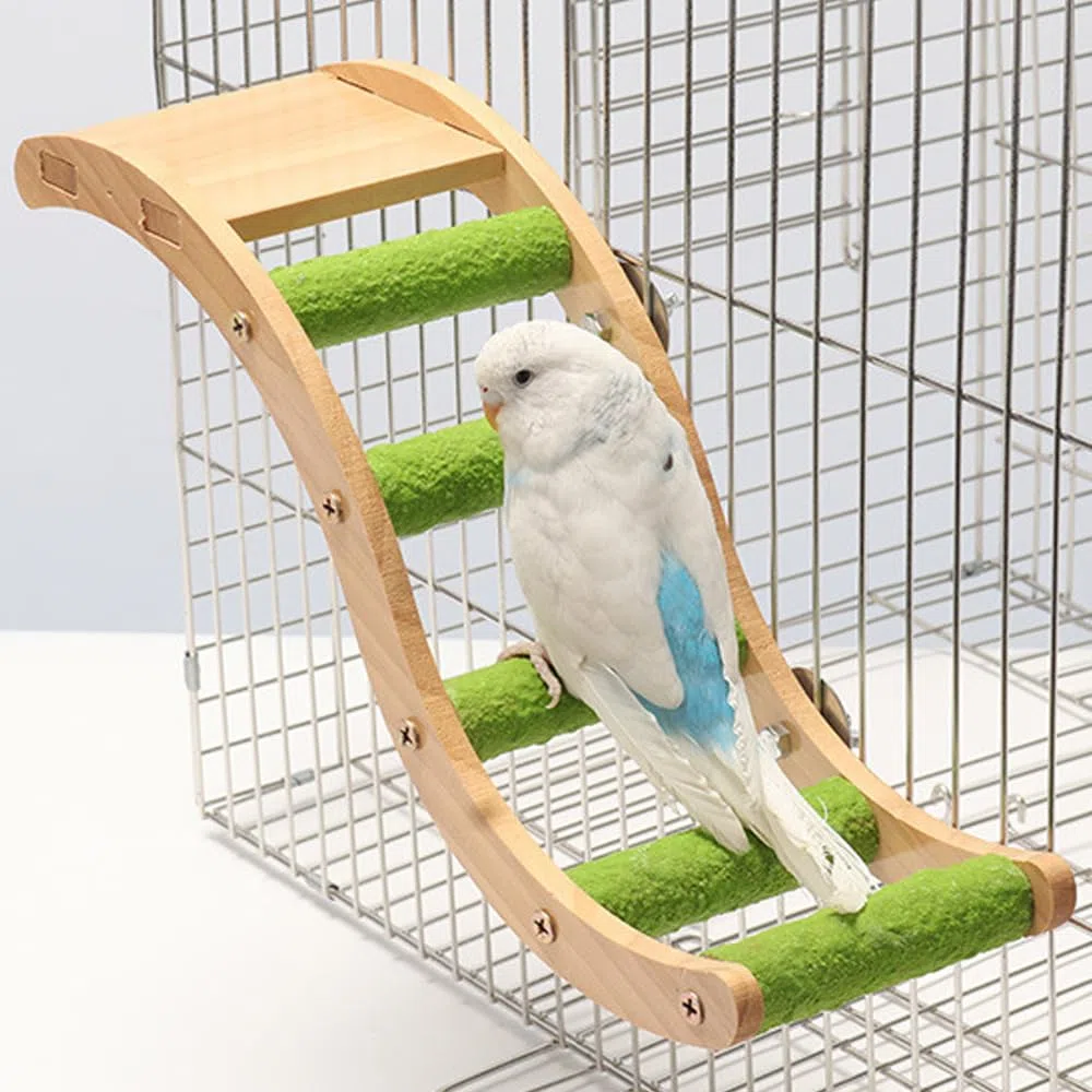 Escalera de madera para pájaros, 32 cm, para loros, hámsteres, puente trepador, barra para pájaros, escalera de masticación para loros, pájaros, columpio, rascador, percha para loros, cobayas,