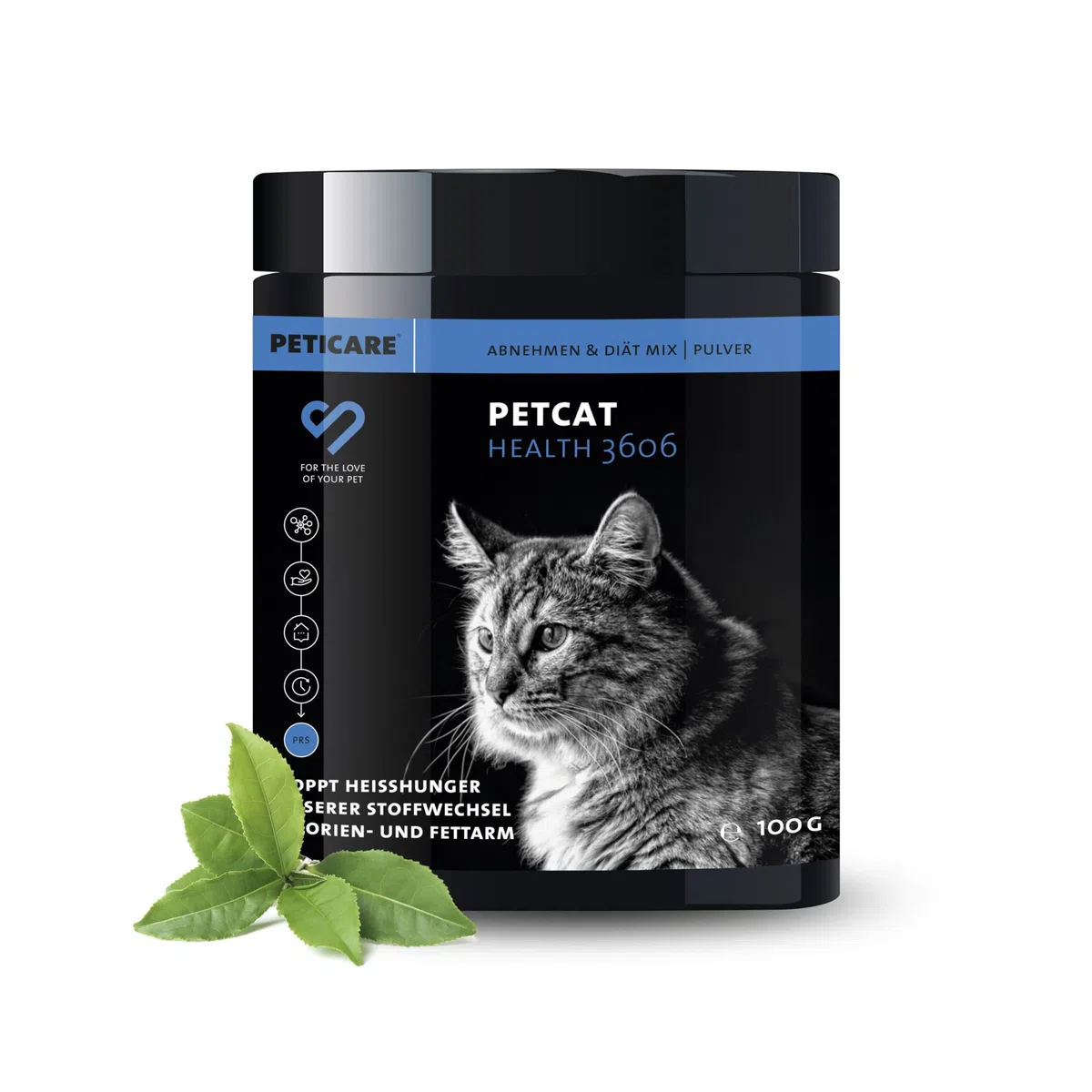 Peticare Suplemento Natural para Gatos | Fórmula Vegetal para acompañar el Control del Peso y la saciedad | Fácil de dosificar | petCat Health 3606