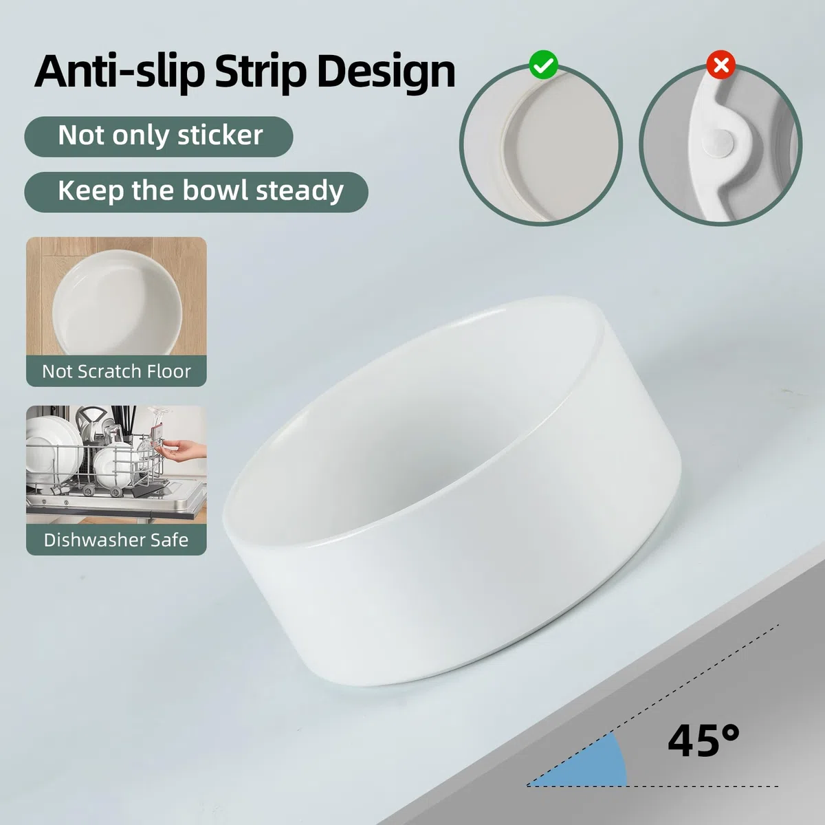 Havniva Cuenco Elevado de cerámica para Perros con Soporte Antideslizante para Perros medianos y Grandes, comedero y Agua (Cuenco de 850 ml, Blanco)