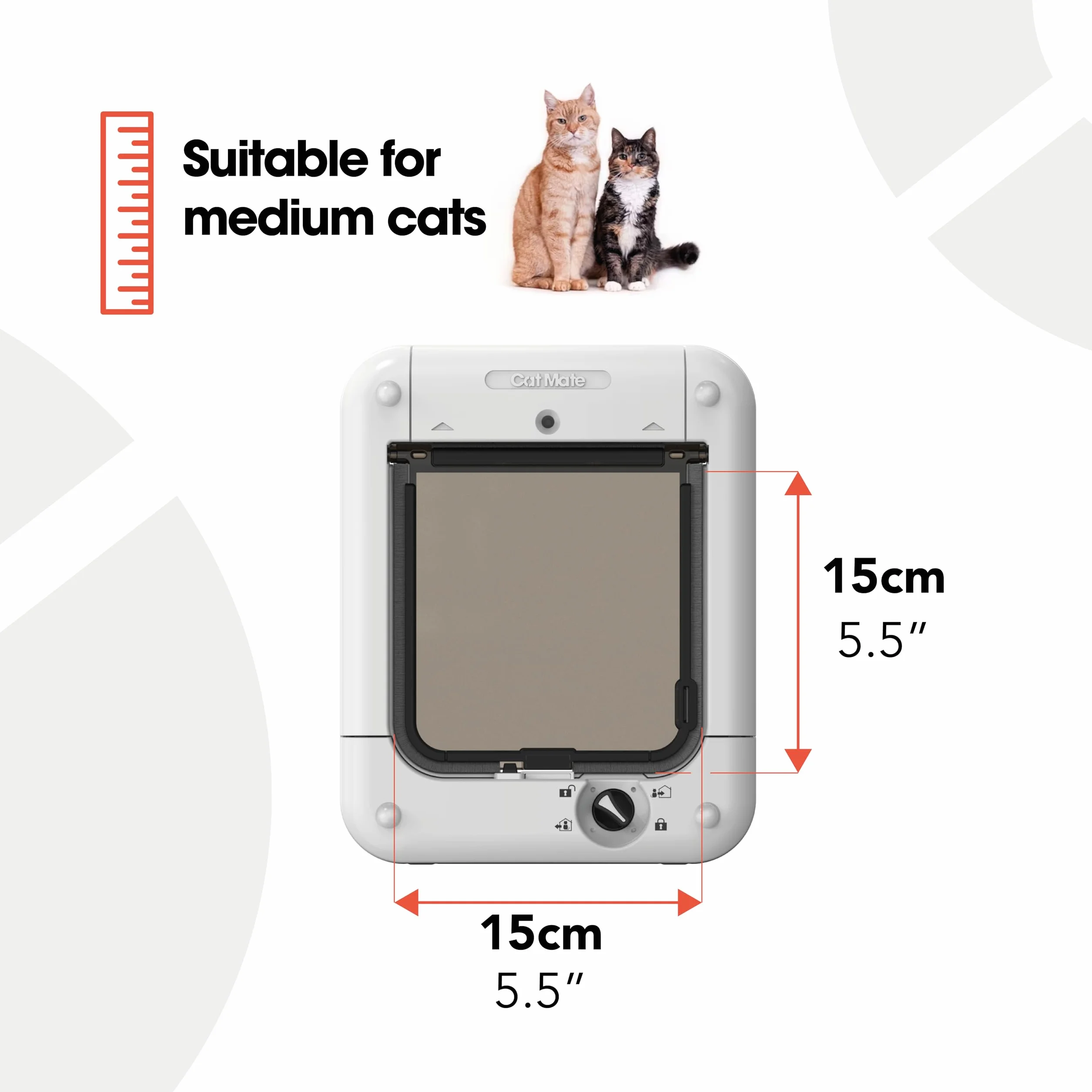 Cat Mate Puerta para Gatos Activada con Microchip para Gatos y Perros Pequeños, Fácil Instalación en Puertas de UPVC, Vidrio y Puertas de Madera