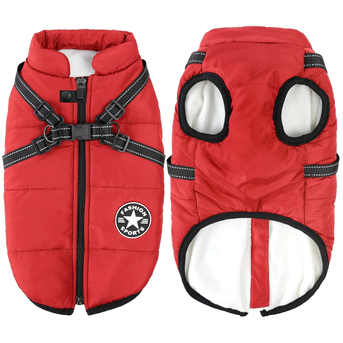 Abrigo para Perros Invierno - Invierno Abrigos Windproof Ropa para Mascotas Chaqueta para Perros con Forro Polar,Rojo,L