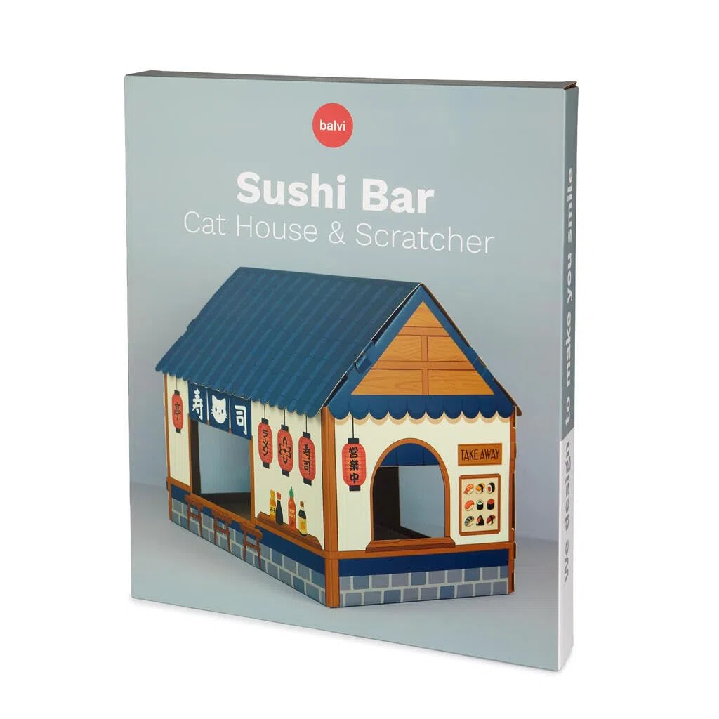 Balvi Casa para Gatos & Rascador Sushi Bar Un rascador con inspiración Japonesa Cartón