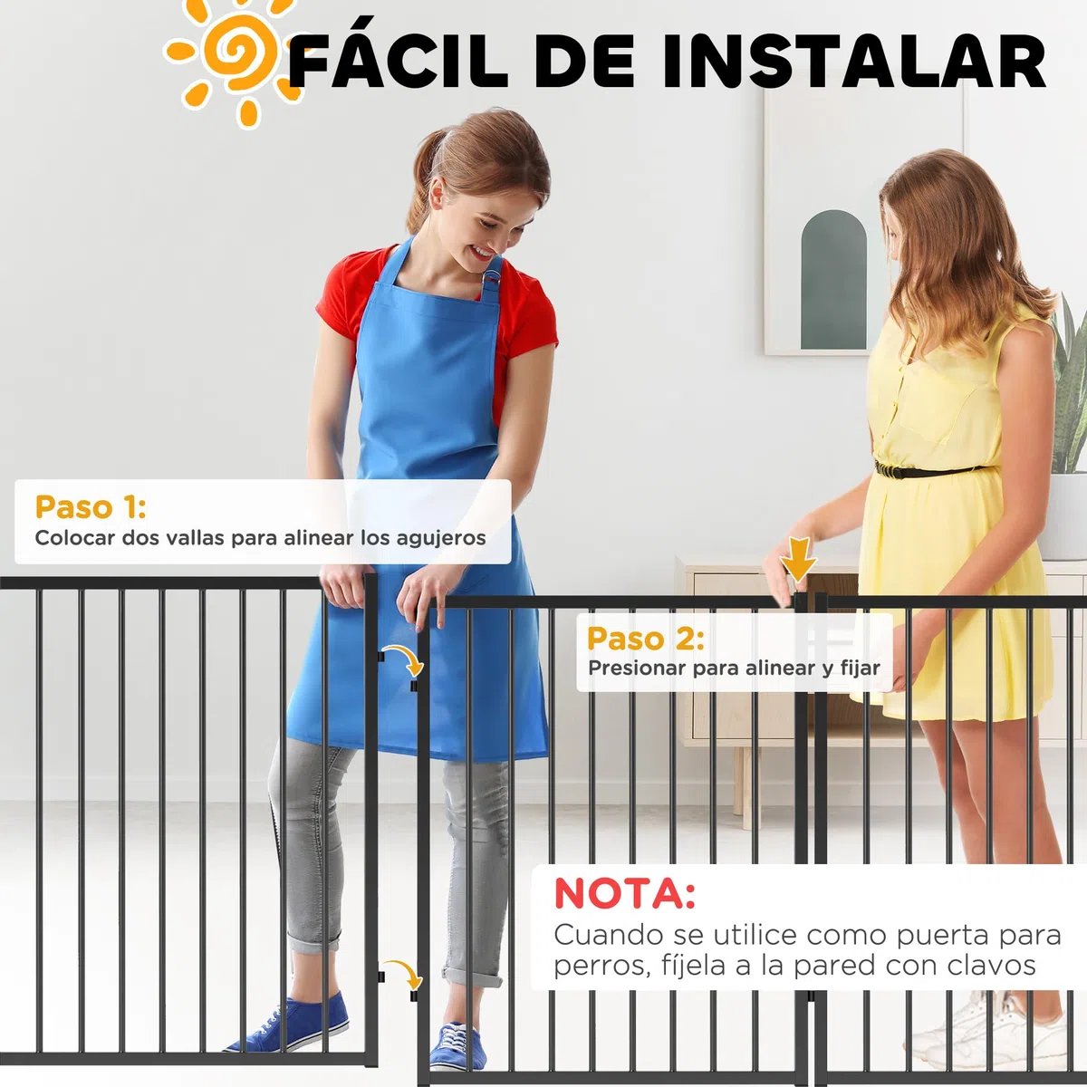 PawHut Parque para Perros de 8 Paneles Vallas para Perros Plegables de Acero 76 cm para Pequeños y Medianos para Interior Exterior Jardín Negro