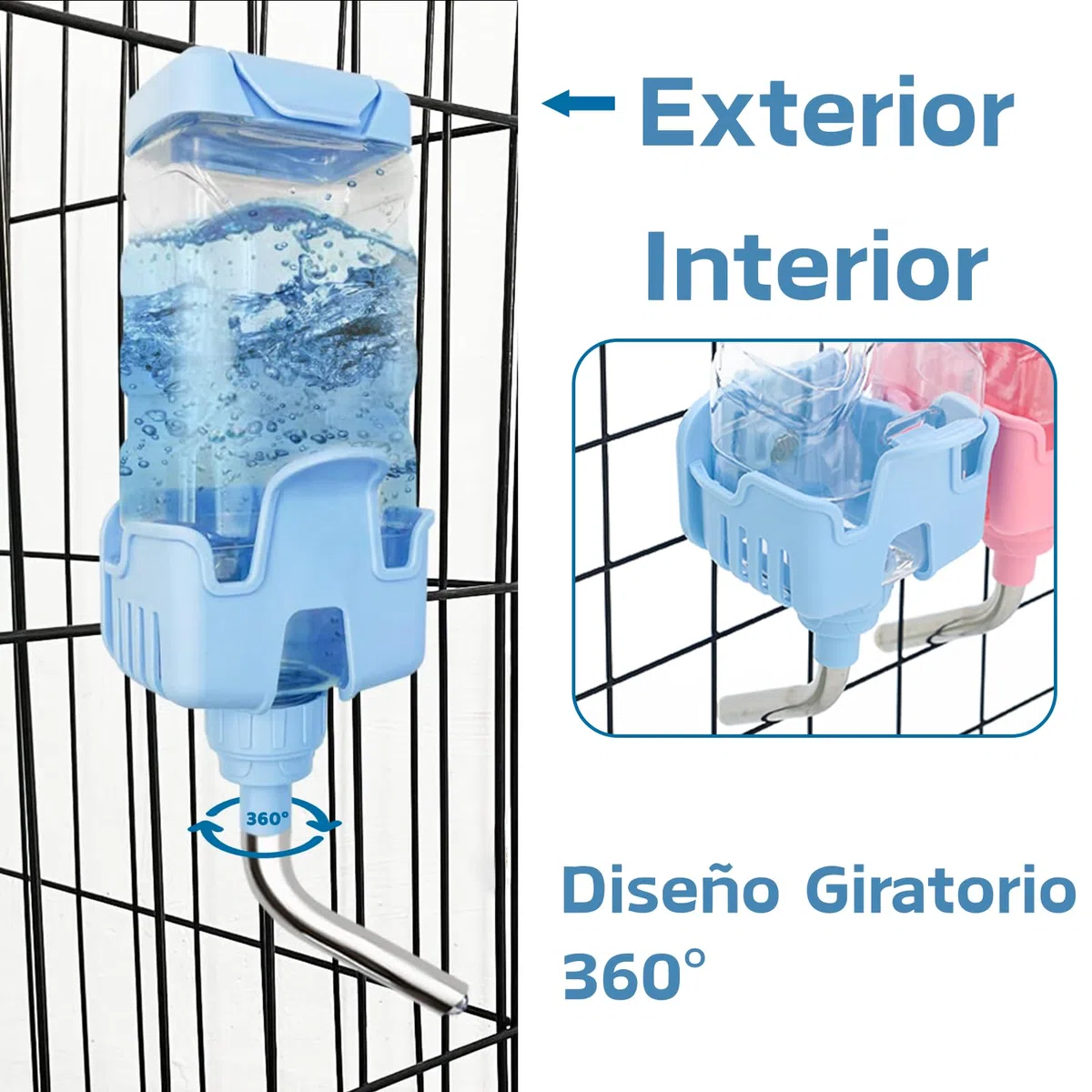Bebedero para Jaula, 1200ml Grande Botella Agua Mascotas para Animales Pequeños Conejos, Hamster, Cobaya, Chinchillas, Erizos y Ardillas Dispensador Agua