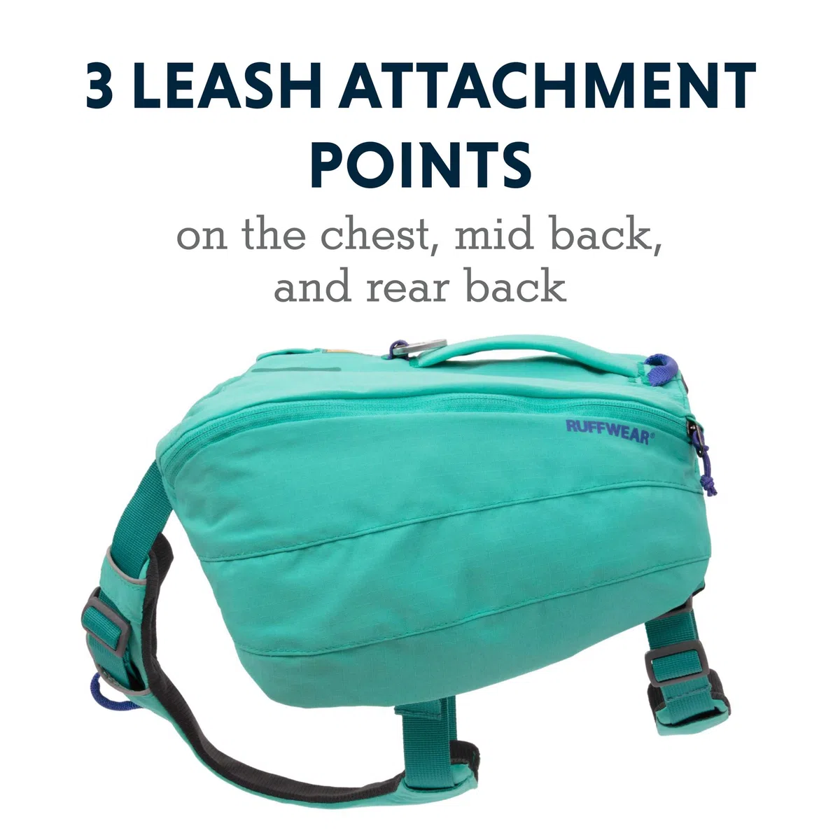 RUFFWEAR Mochila Saddle para Perros, Cómodo Arnés para Excursiones y Paseos, Uso Prolongado, Perros Muy Pequeños, Bolsa de Día Modelo Front Range, Color Verde Aurora, X-S