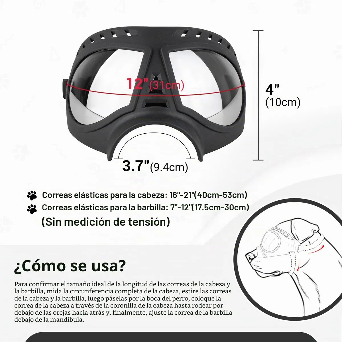 Namsan Gafas de Perro Gafas De Sol Para Perros De Mascotas Protección UV Gafas Impermeables Ajustables a Prueba de Viento para Perros Medianos / Grandes-Negro