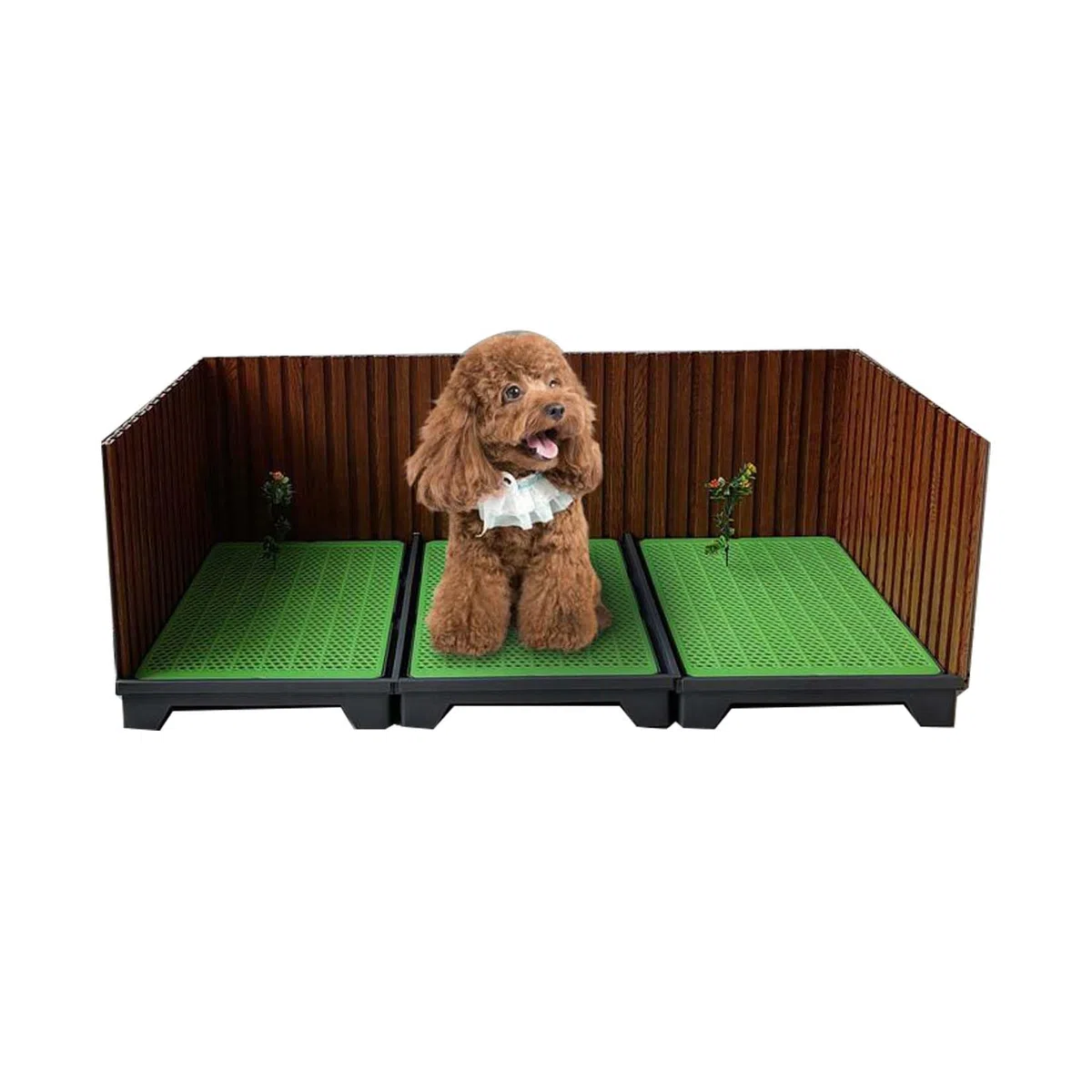 Inodoro para Perros, Valla de Tres Lados, micción automática, tamaño 90 * 45cm, Color Verde (C)