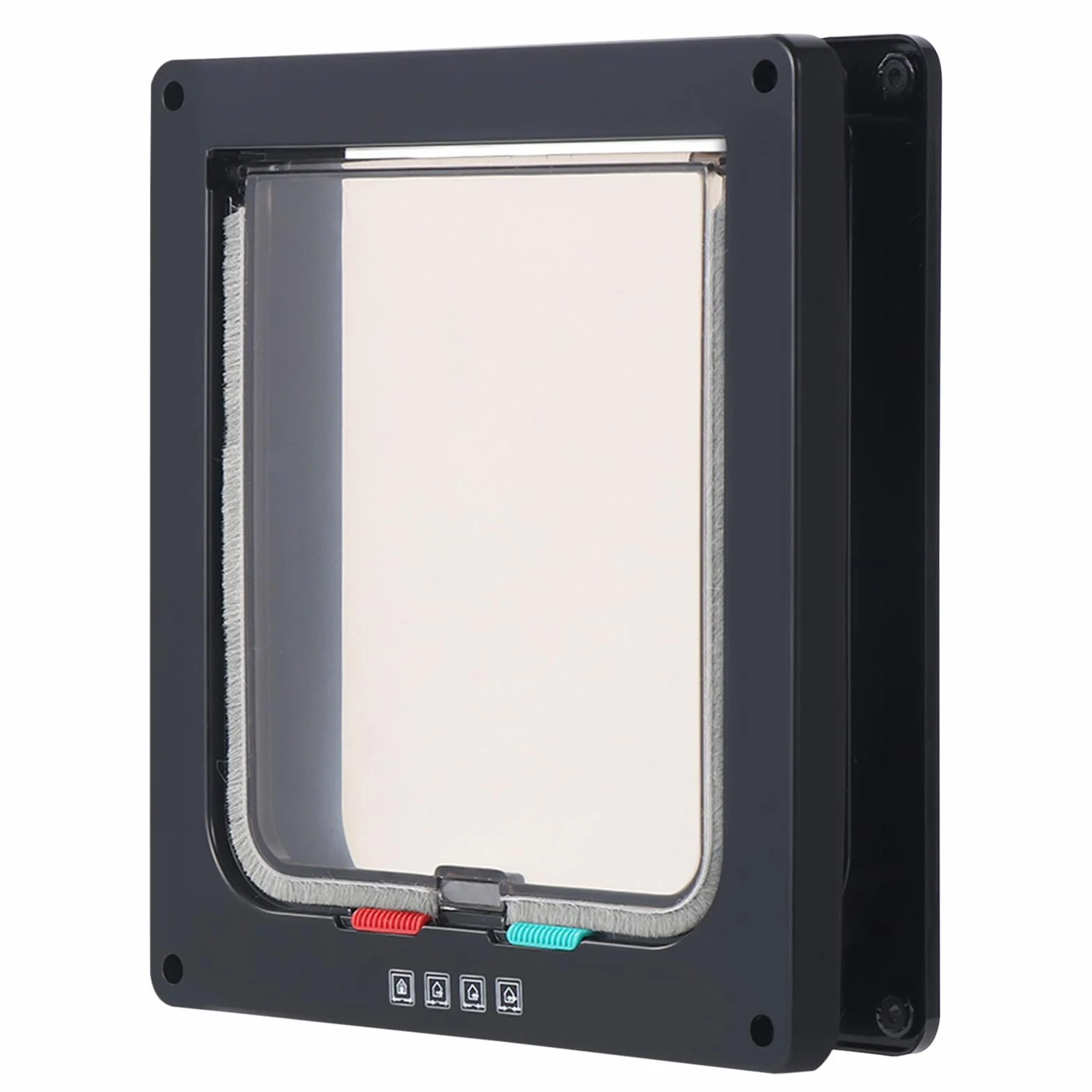 Puerta de Gato,Puerta de Gato Silenciosa con 4 Cerraduras Puerta de Gato Puerta de Gato Activada Puerta de Gato Transparente para Puerta de Panel/Puerta de Cristal/Ventana (L, Negro)
